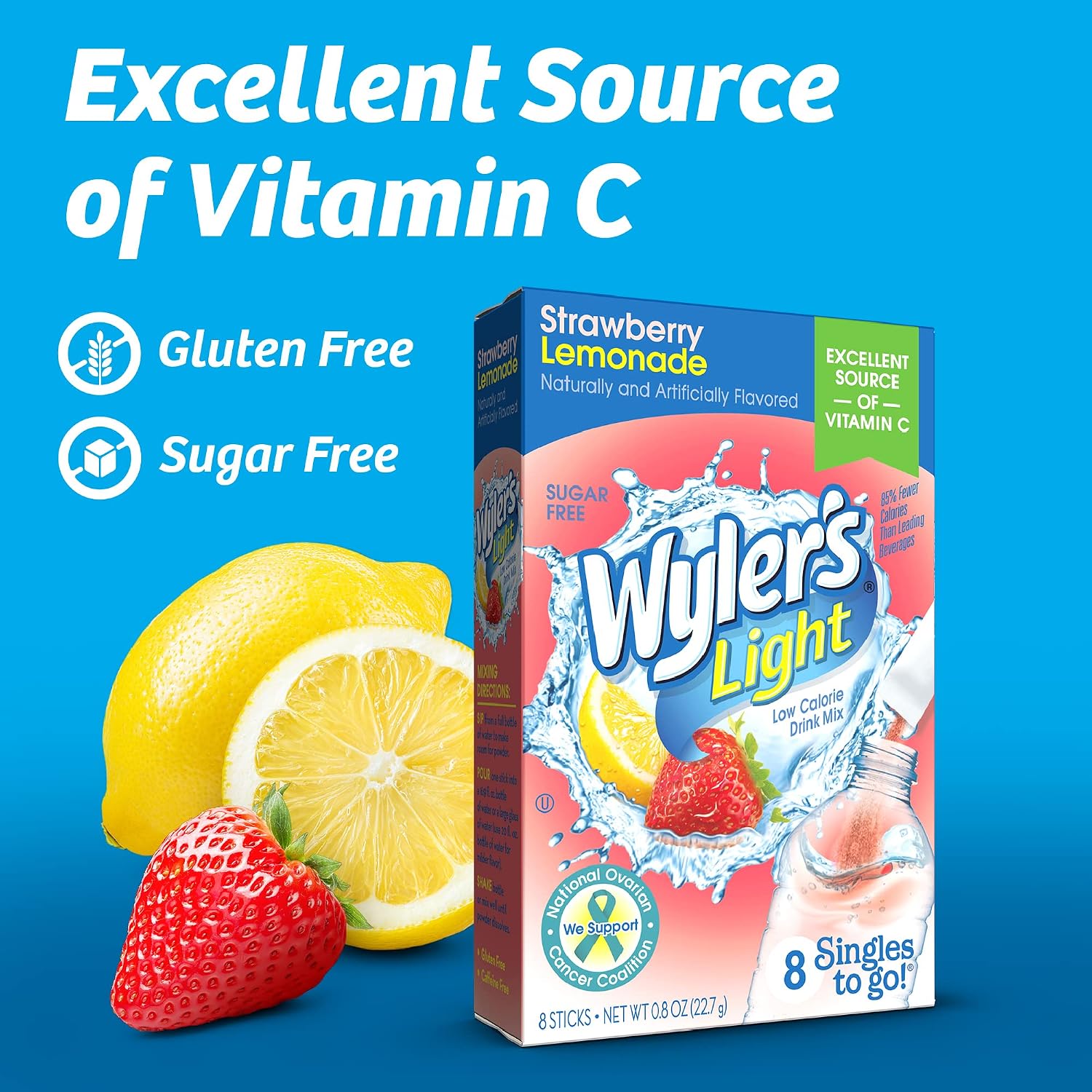 Wyler’s Light Singles To Go Drink Mix, Cherry Limeade, 8 Count (Pack of 3)