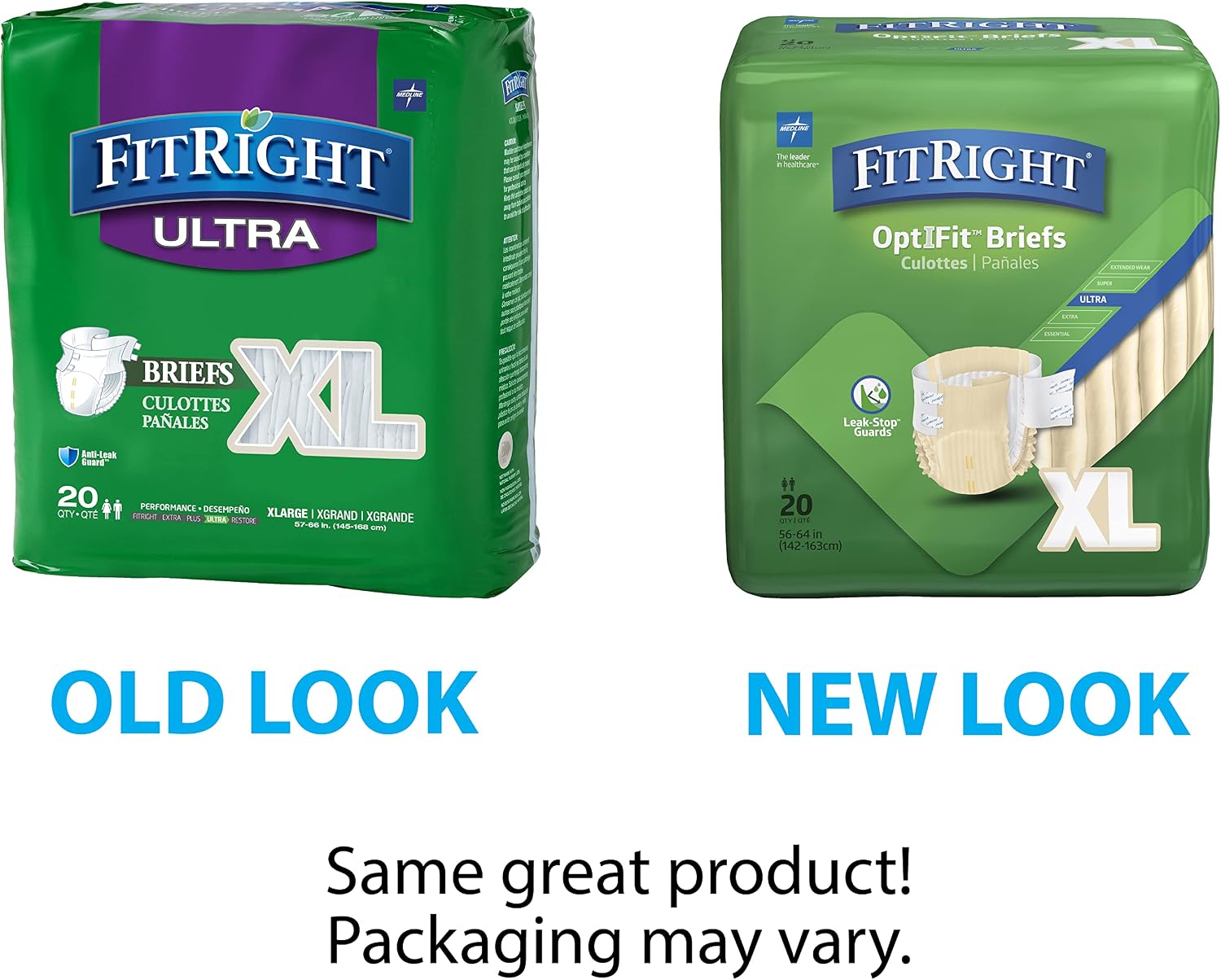 FitRight Ultra Adult Diapers, Disposable Incontinence Briefs, Leak-Proof Diaper, Absorbent Briefs For Men and Women, Maximum Protection, Medium, 32 – 44 in, 20 briefs per bag