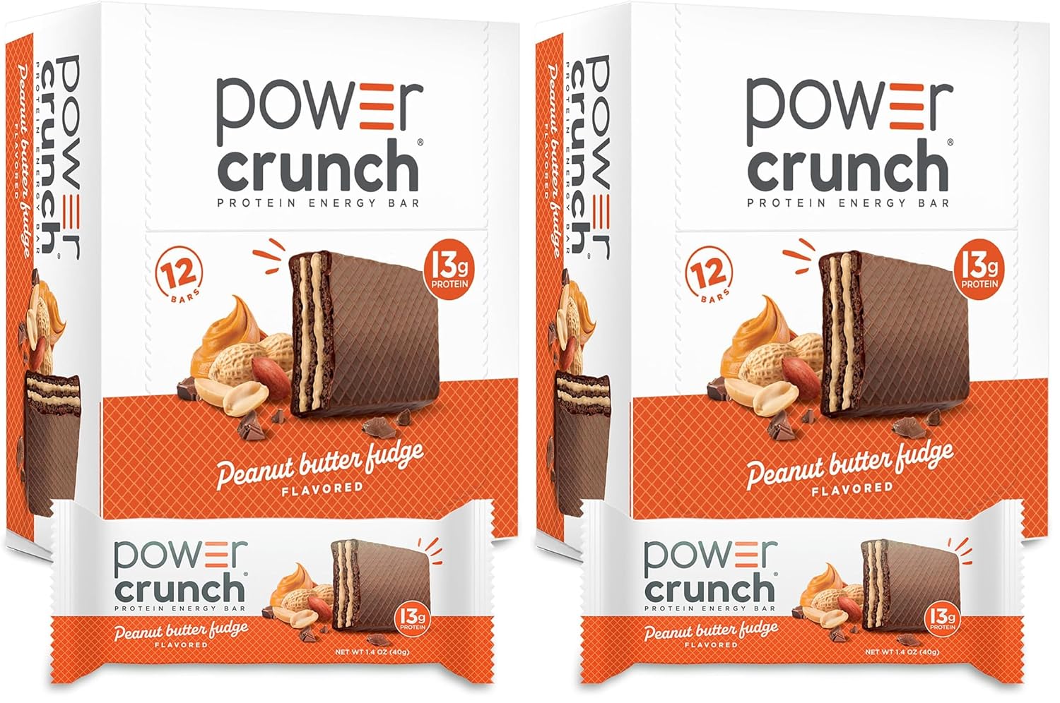 Power Crunch Protein Energy Wafer Bars, Peanut Butter Fudge, 1.4 Ounce (12 Count)