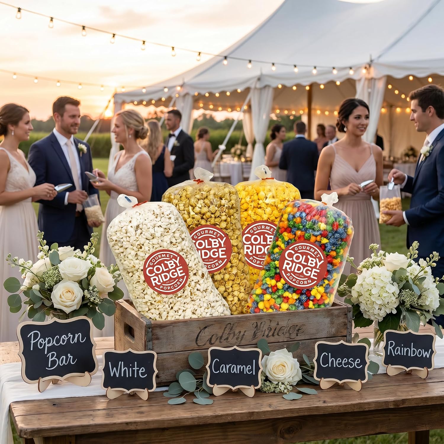 4 Flavor Gourmet Popcorn Assortment 8 Gal. (128 Cups) Large Sampler - White, Caramel, Cheese, and Rainbow Bulk Popped