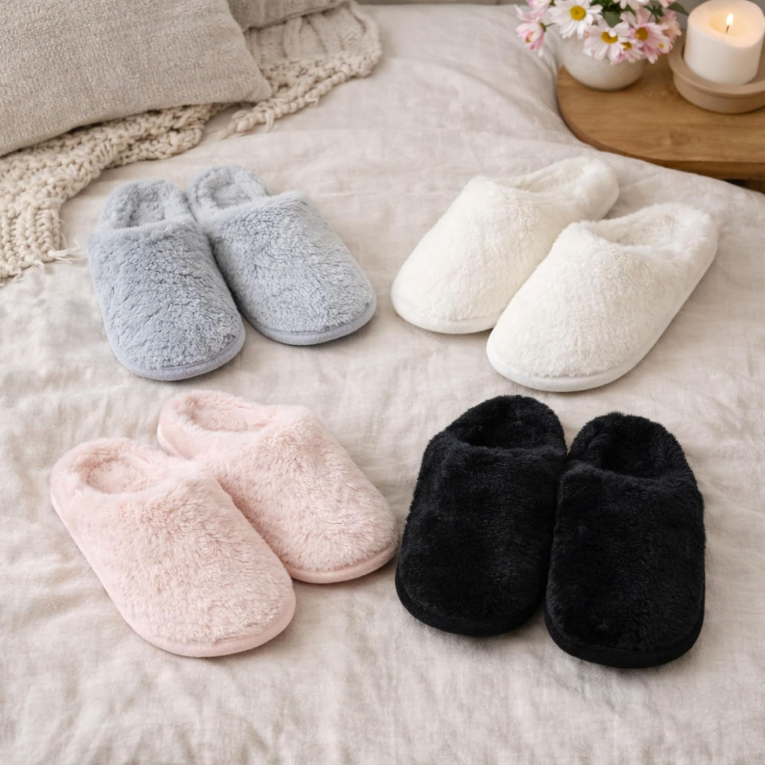 Dearfoams Women's Bailey Plush Furry Scuff