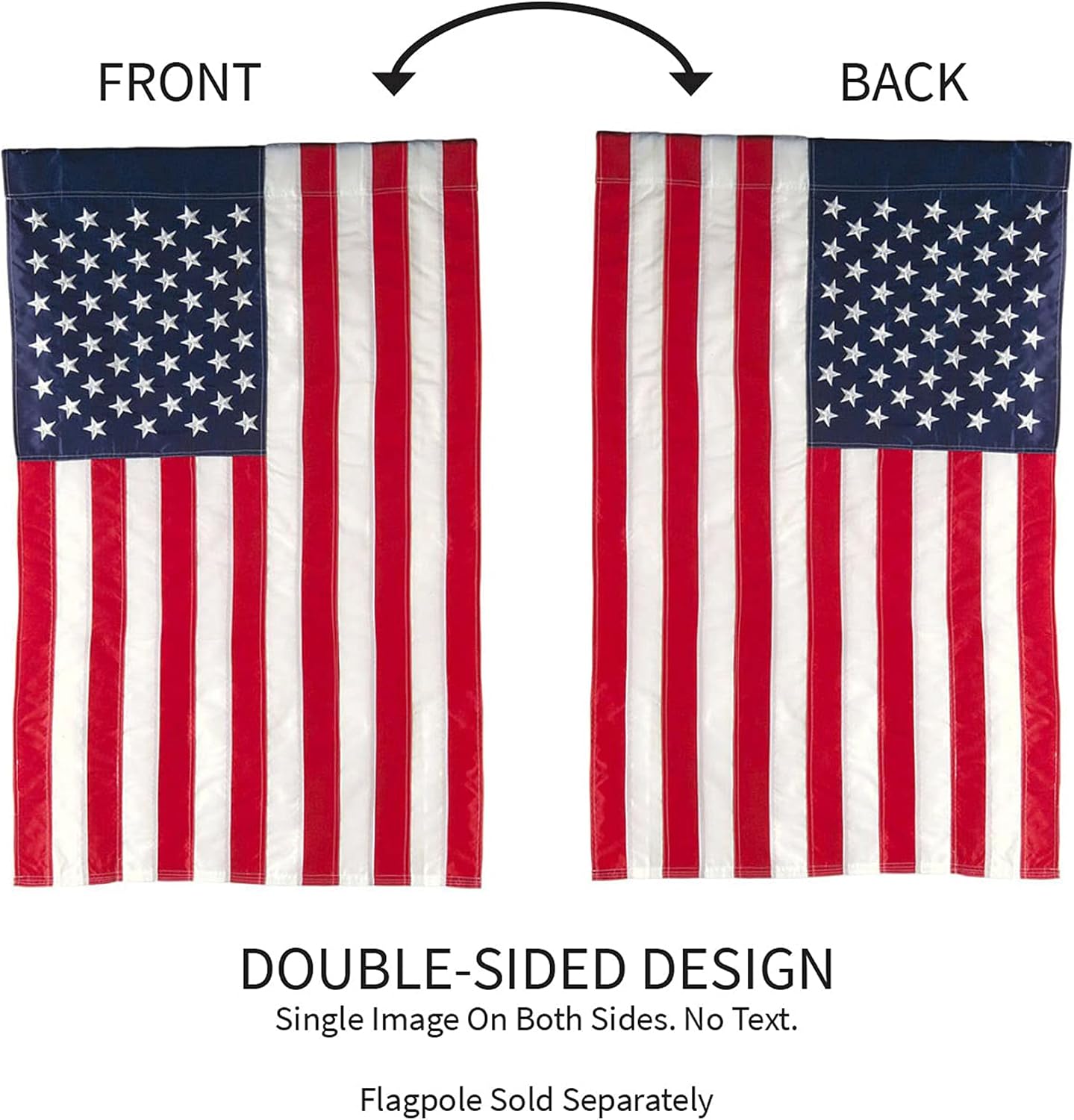Evergreen American Flag 12x18 Double Sided | Patriotic House Flags For Outside Outdoor | Small American Flag Garden Size | Embroidered Stars and Stripes | USA Residential or Commercial