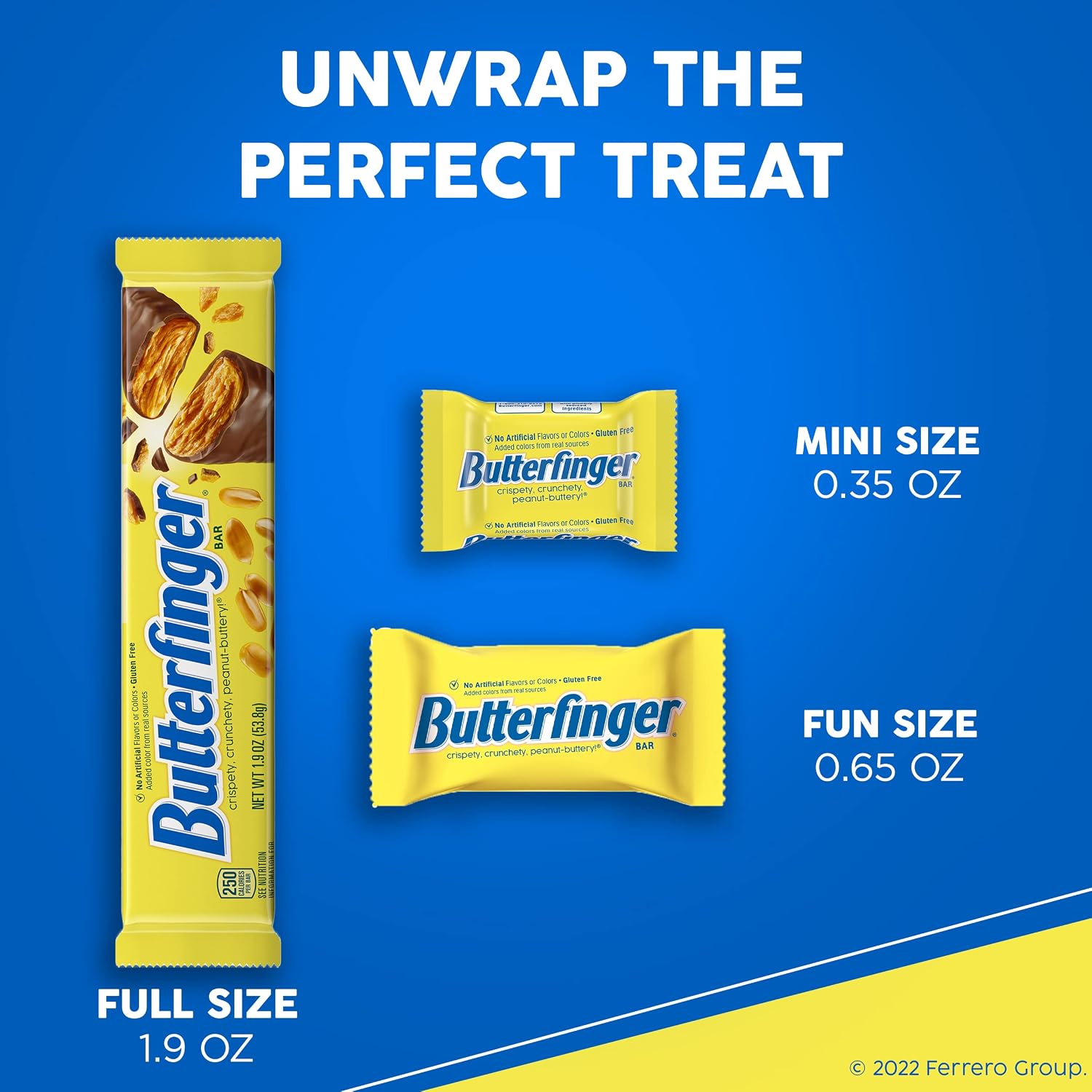 Butterfinger Full Size Candy Bar, 18 Count, Crispety Crunchety Peanut-Buttery On-The-Go Sweet Treat, 1.9 oz Each