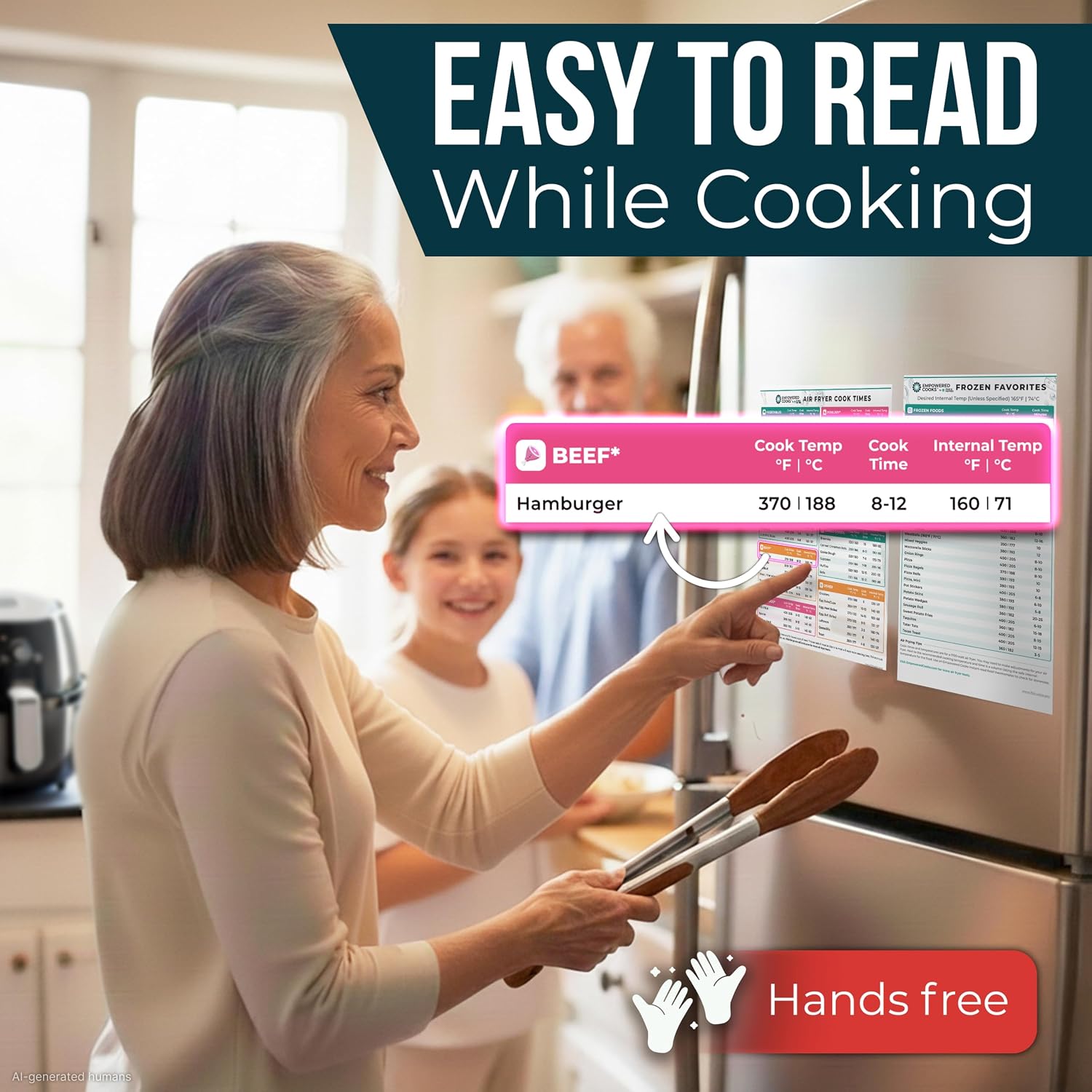 Cathy Yoder's Air Fryer Cheat Sheet Set, Air Fryer Accessories, AirFryer Cooking Guide Magnetic Cheat Sheet