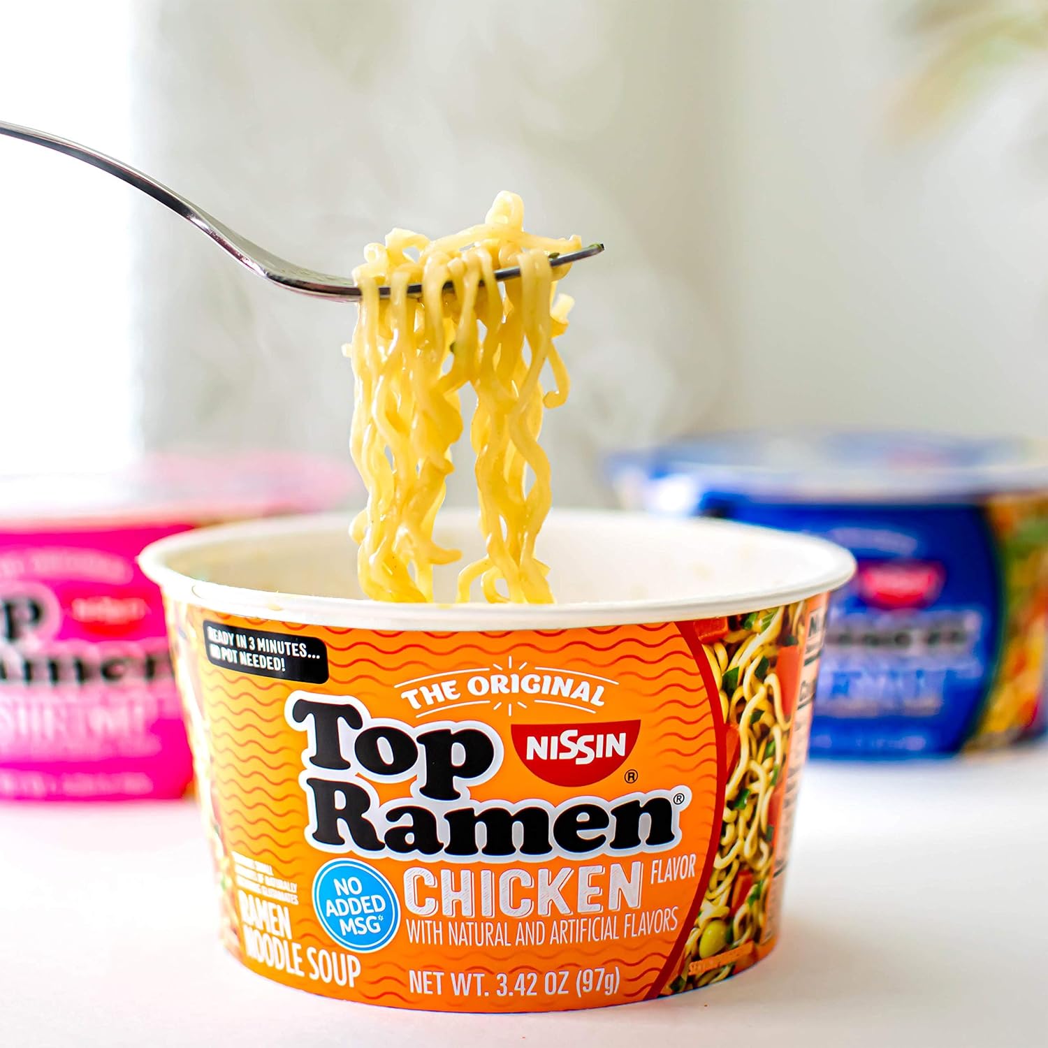 Nissin Top Ramen Noodle Soup, Chicken, 3 Ounce (Pack of 24) | Quick, convenient meal ready in minutes with just hot water.