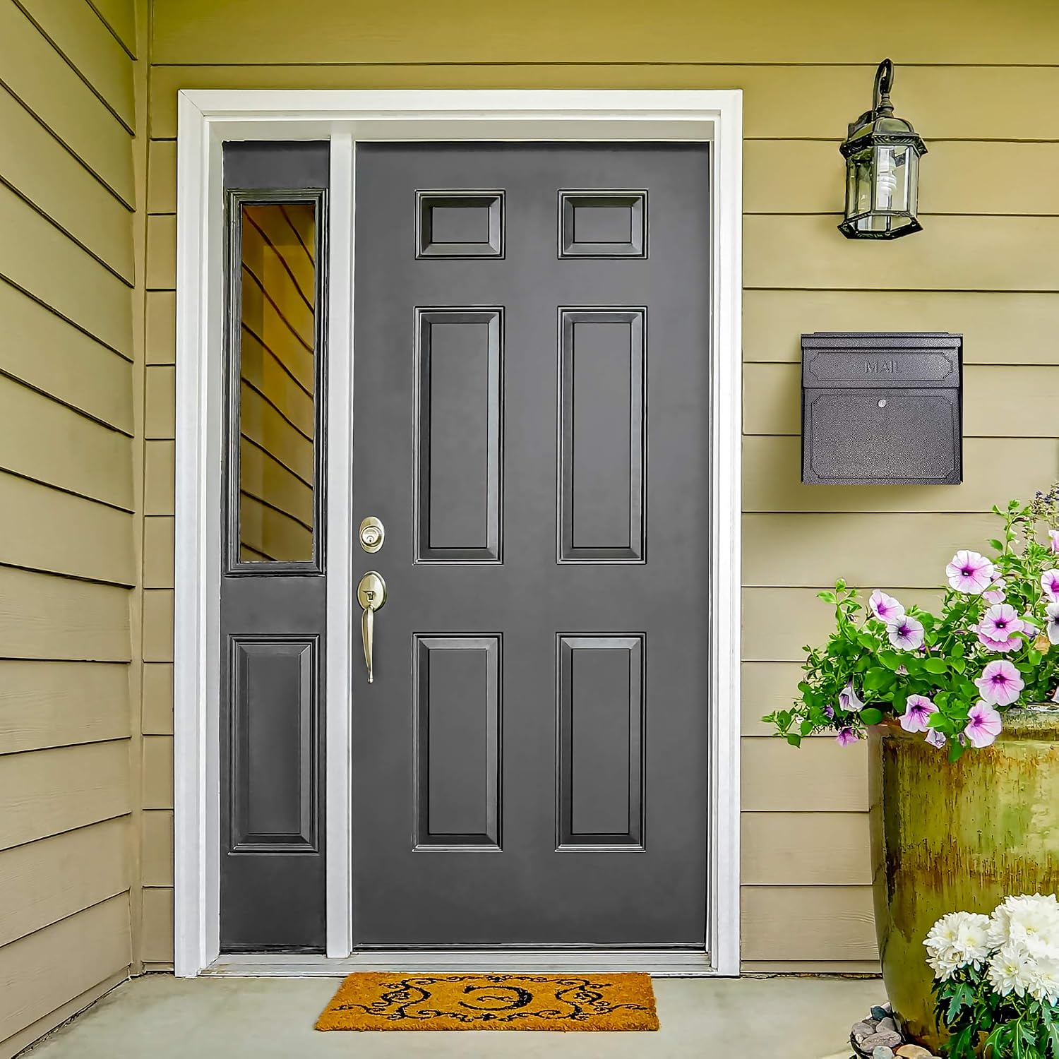 Mail Boss 7172 Townhouse Locking Security Wall Mount Mailbox, Black, Pack of 1 | Anti-pry locking door, classic stamped-panel design with decorative top cap, fixed slot fits envelopes and magazines.