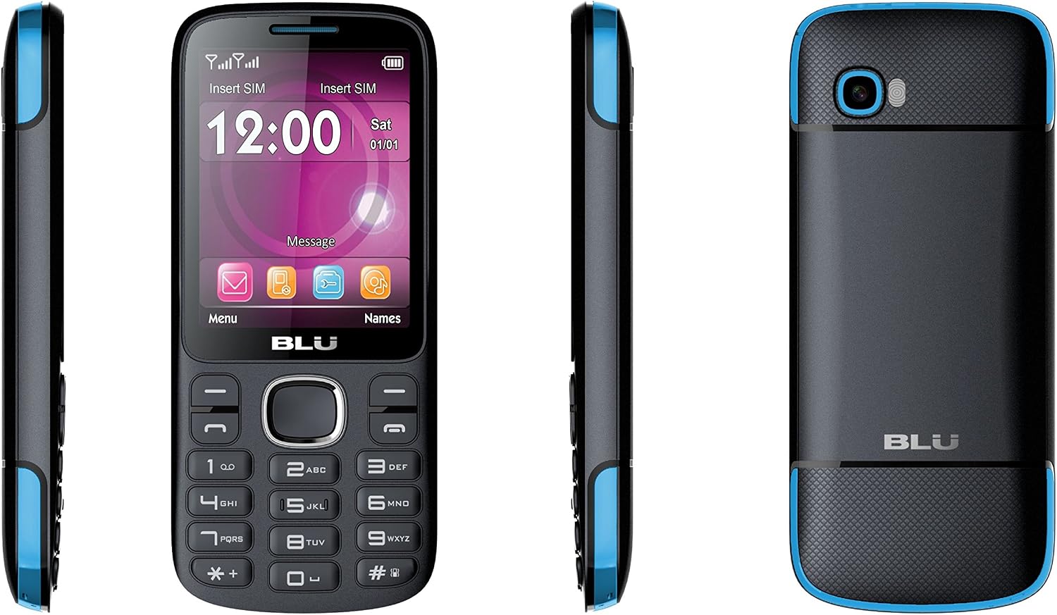 BLU T276T Black Blue Jenny TV 2.8 Unlocked GSM Dual-SIM Cell Phone w/ 1.3MP Camera - Unlocked Cell Phones - Retail Packaging - Black Blue