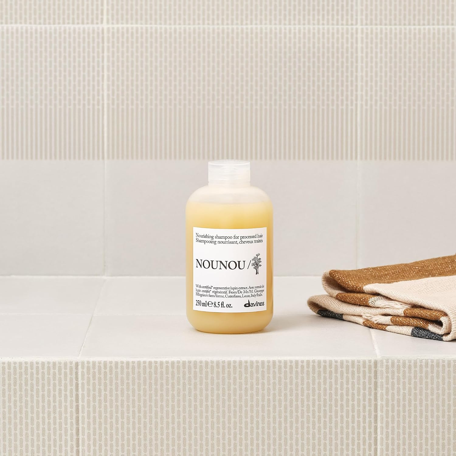 Davines NOUNOU/Shampoo, Nourishing Cleanser for Damaged, Processed or Brittle Hair - Restores Natural Softness, Shine & Body with Lupin- Hydrates Chemically Treated Hair