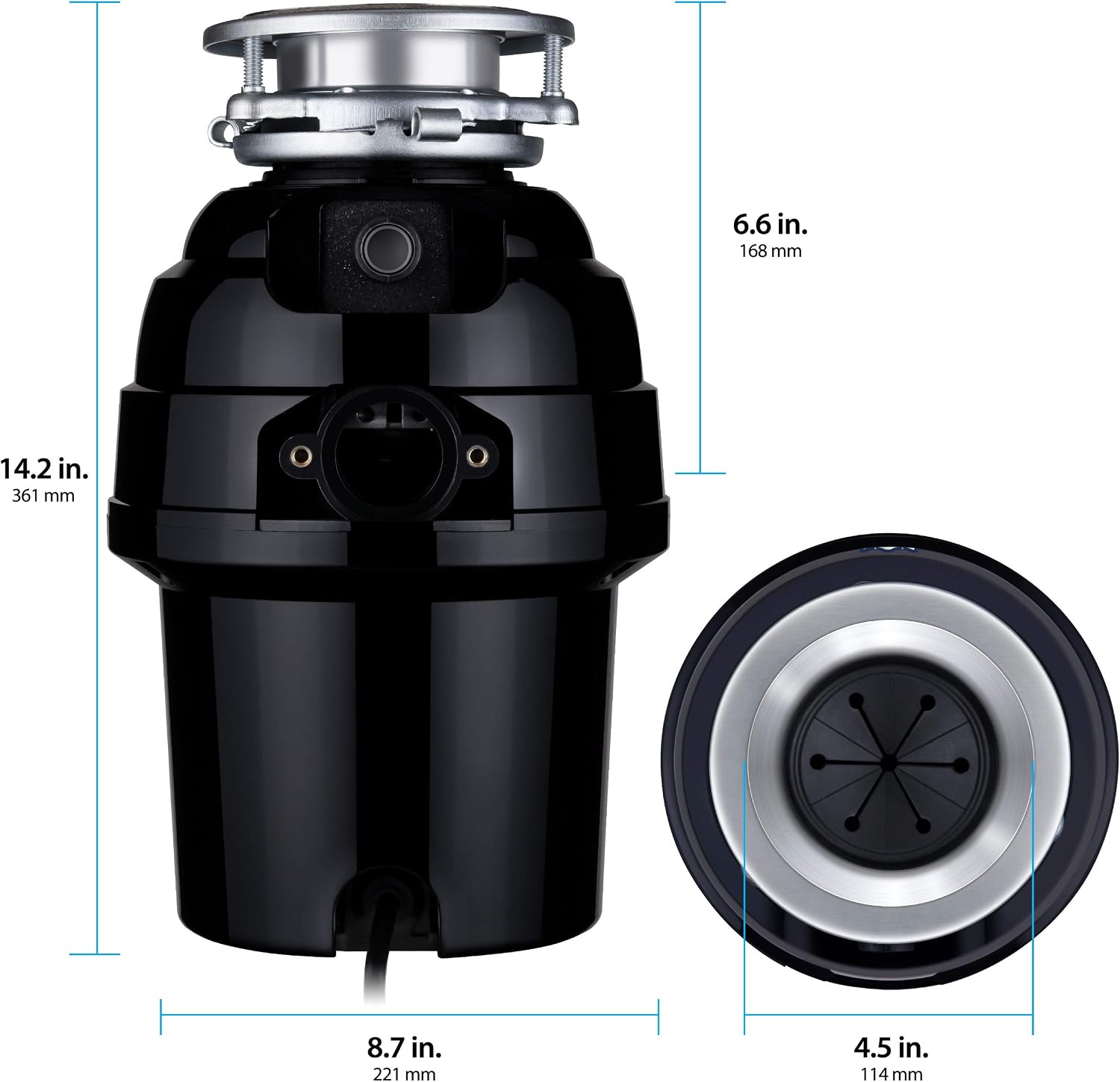 Eco Logic 1/3 HP Garbage Disposal, Universal 3-Bolt Mount, Power Cord