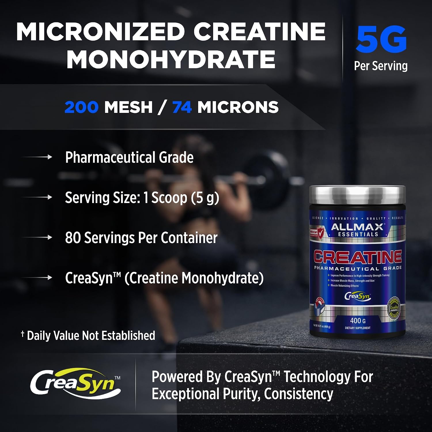 ALLMAX Creatine Monohydrate Powder, Micronized, Unflavored, 1000 g
