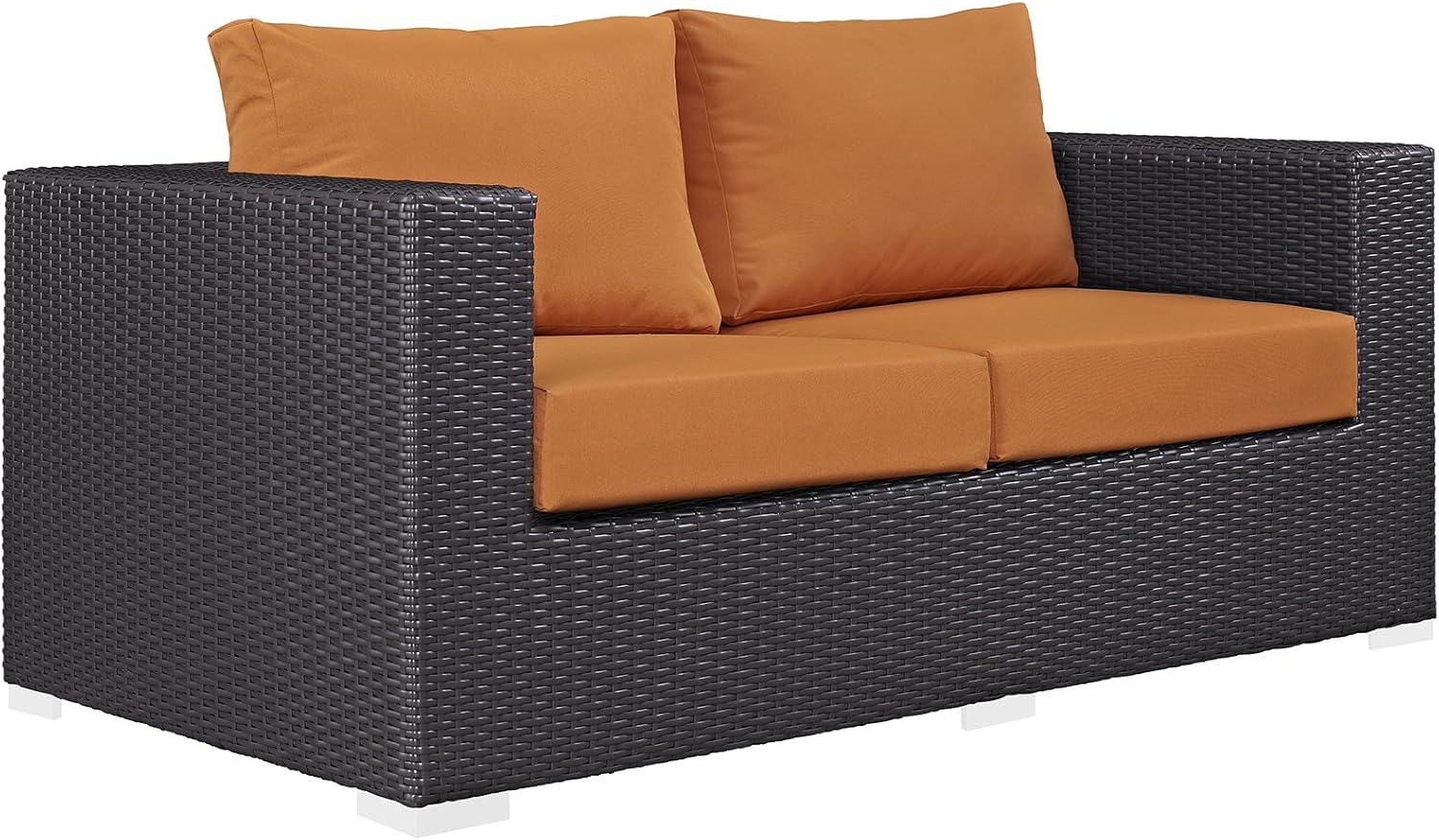 Modway Convene Wicker Rattan Outdoor Patio Loveseat in Espresso White