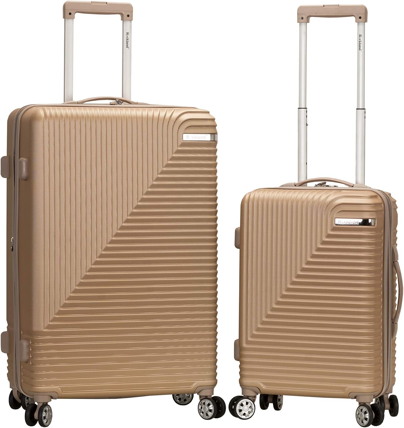 Rockland Star Trail Hardside 2 Piece Expandable Spinner Wheel Luggage Set, (20"/24"/28"), Champagne