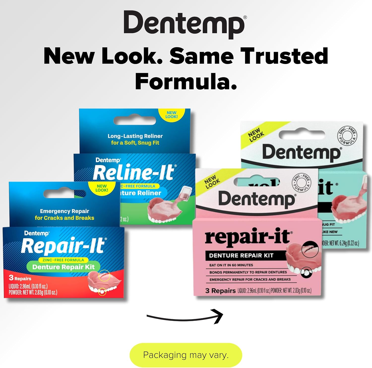 Dentemp Repair-it Denture Repair Kit & Reline-it Denture Reliner - Denture Kit (Multi-Pack) - Refit and Tighten Dentures for Both Upper & Lower