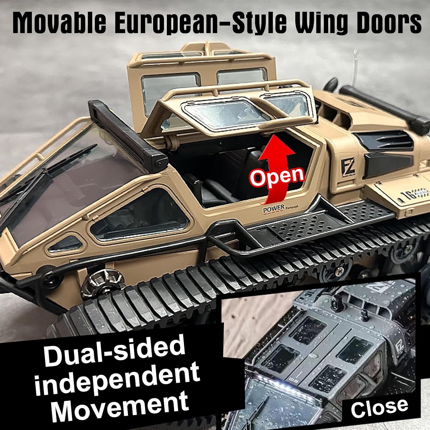 XINGRUI 1:18 RC Military Truck, 50 Min Playtime Remote Control Car, 2.4Ghz 4WD Off-Road Vehicle, All Terrain Toy with LED Lights, Gift for Boys Girls Ages 6+