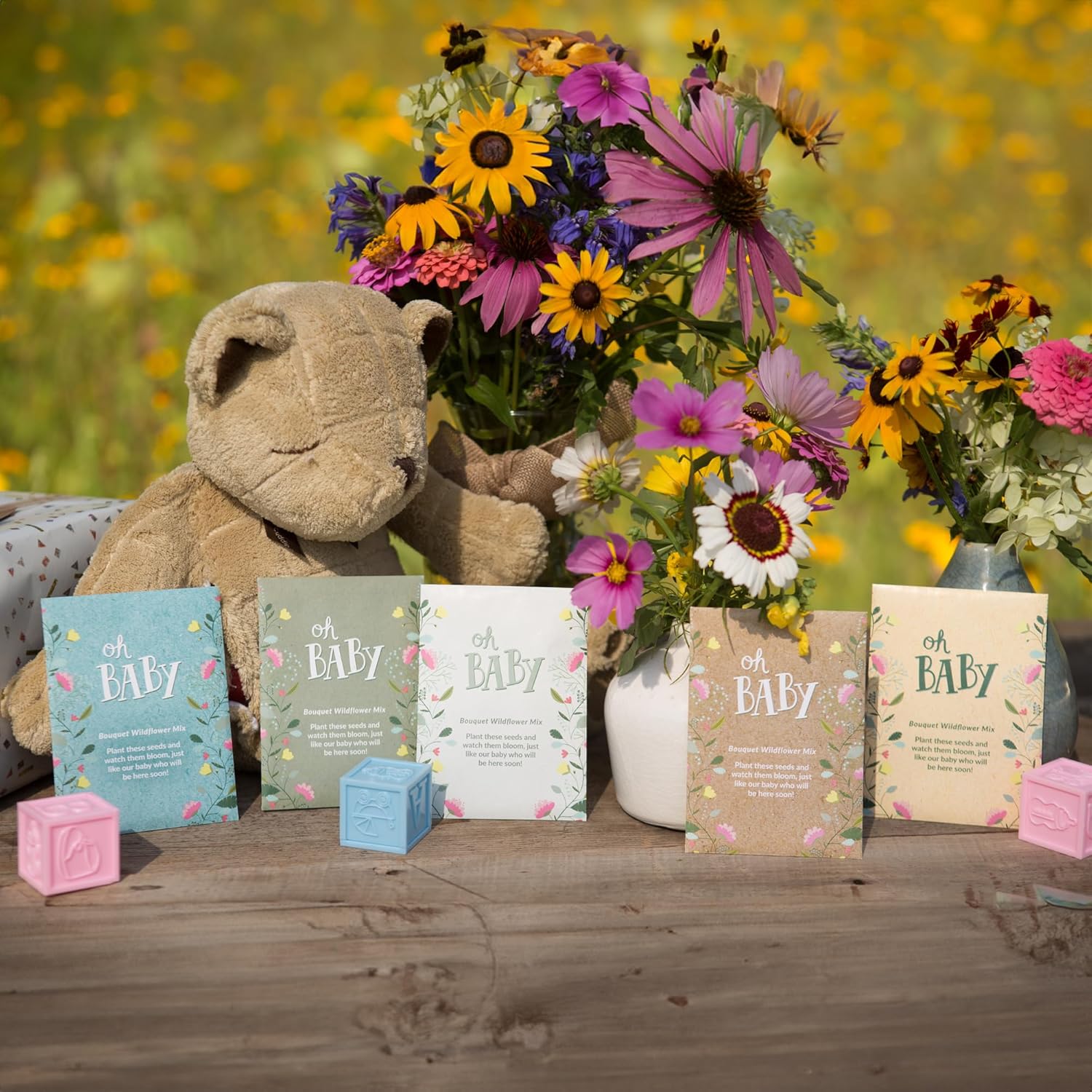 BENTLEY SEED CO. Oh Baby Flower Seeds Packets - Girl/Boy Baby Shower Favors - Pre-Filled