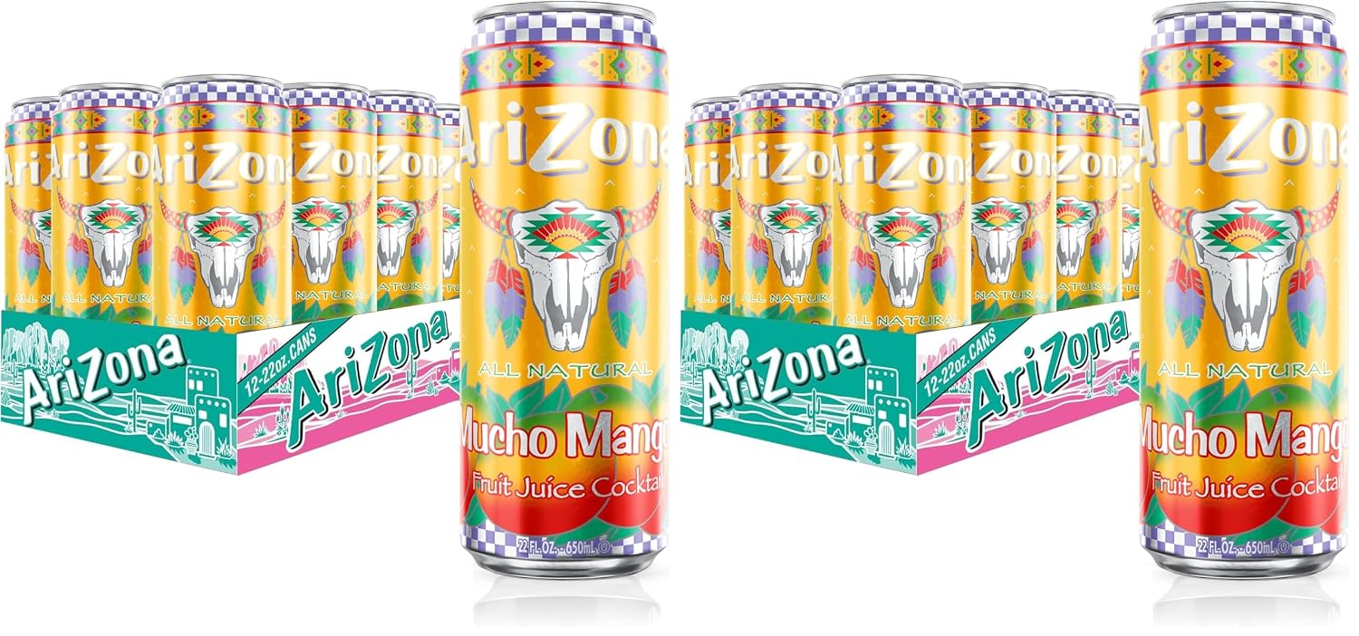 AriZona Mucho Mango | Fruit Juice Cocktail | 22 Fl Oz (12 Pack)