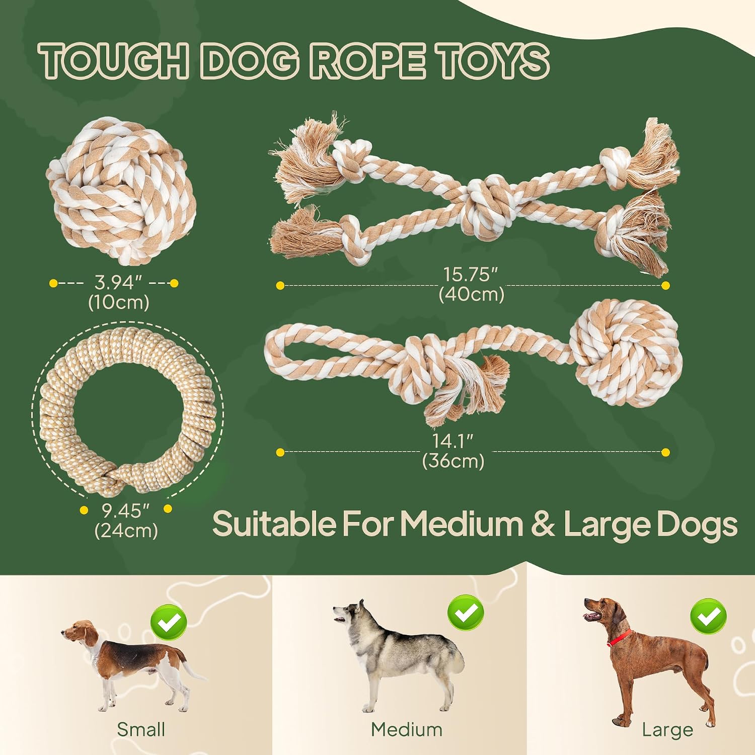 TwoEar Dog Rope Toy 4 Pack - Puppy Teething Toys for Small Breed