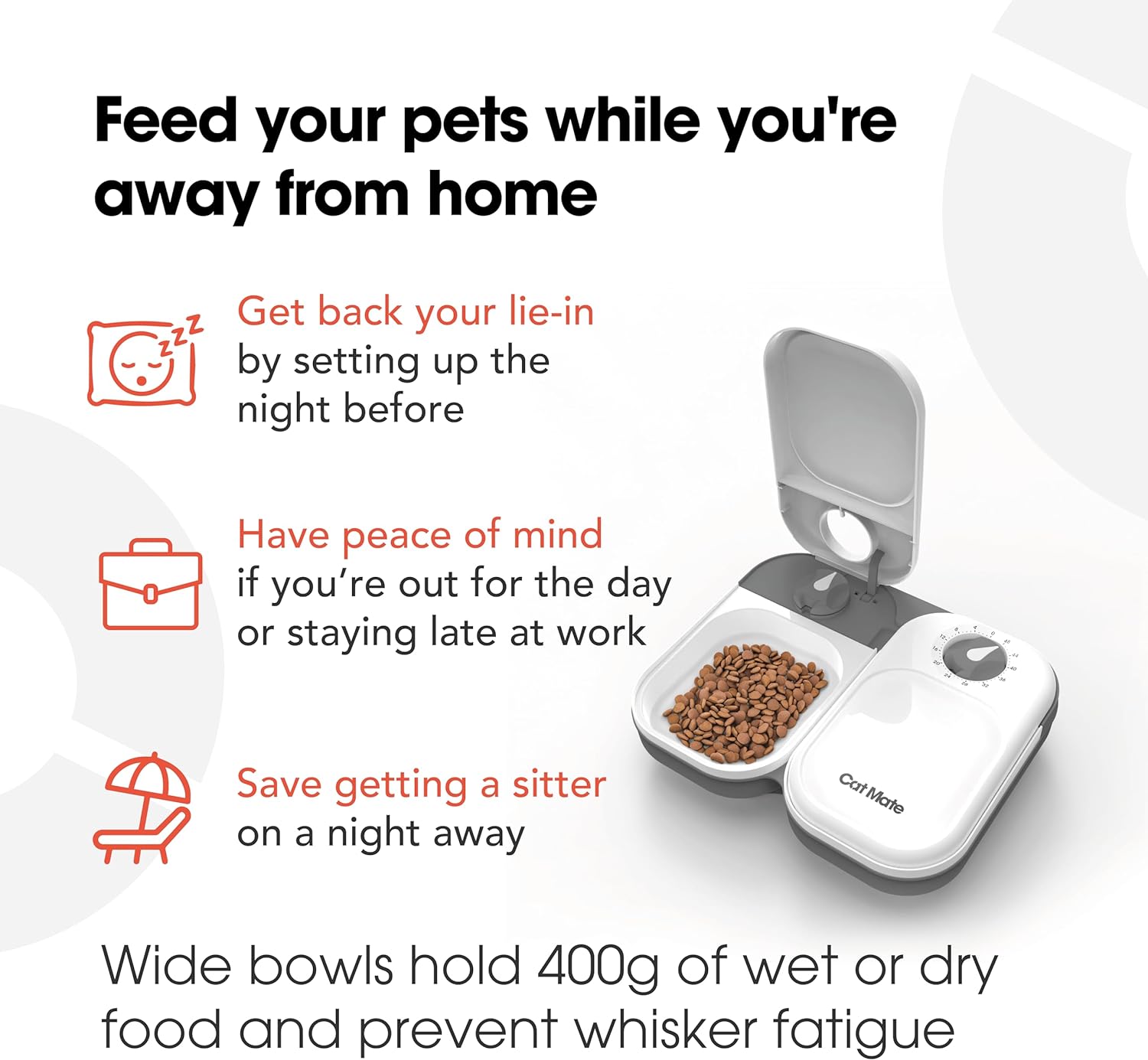 Cat Mate C200 Automatic 2 Meal Pet Feeder with Timer for Cats & Small Dogs