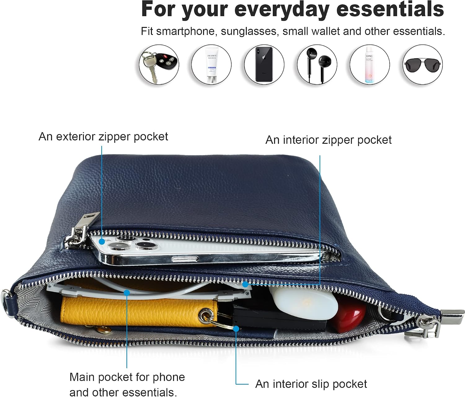 befen Genuine Leather Small Crossbody Bags for Women Wristlet Wallet Purses | Real Leather, RFID Blocking Card Slots, Wristlet Strap, Clutch Purse, Fit iPhone 17 Pro Max, Leather Handbags