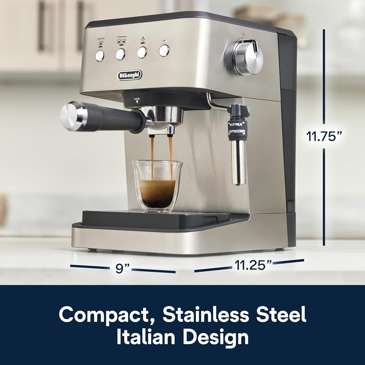 De'Longhi Stilosa Compact Manual Espresso Machine, Manual Milk Frother