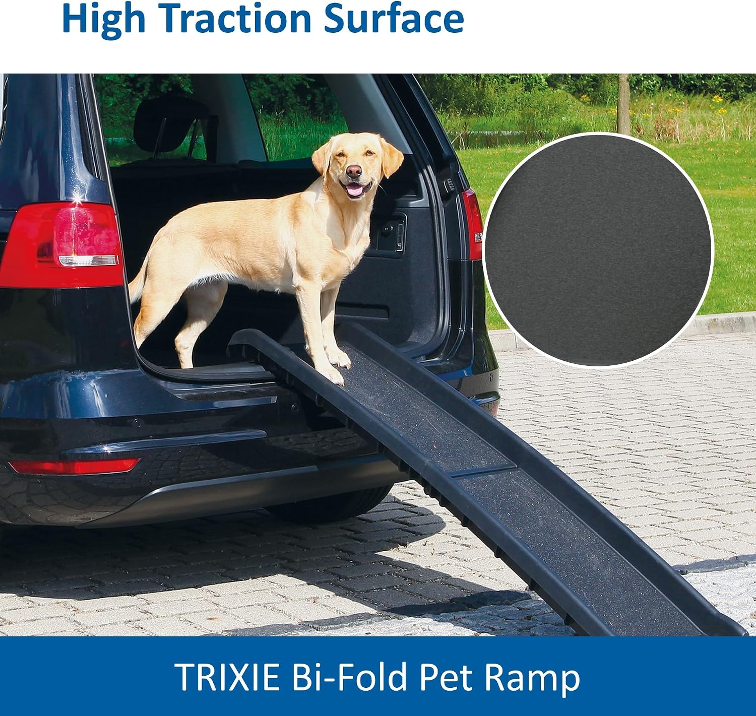 Trixie Folding Pet Ramp, Black | Folding Dog Ramp with High Traction Surface, Ideal for Cars and SUVs, Foldable, Easy to Store and Clean