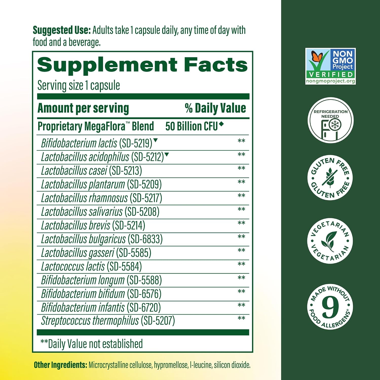 MegaFood MegaFlora Probiotic Plus, 50 Billion Live Cultures, 60 Capsules | Daily Probiotics for Women and Men, Supports Digestive Health, Immune Support Supplement, 14 Strains, Vegetarian, 60 Servings
