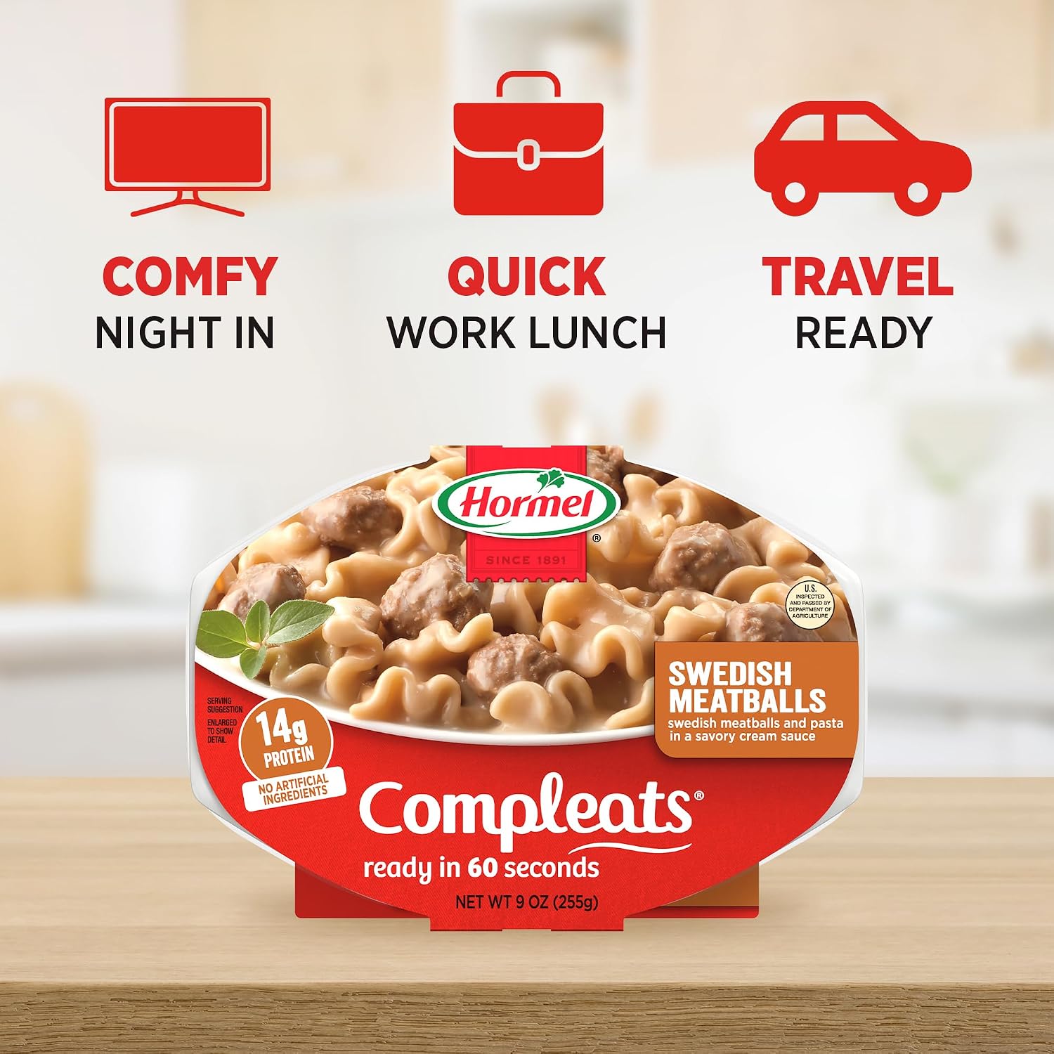 HORMEL COMPLEATS Meatloaf & Gravy With Mashed Potatoes, 9 oz. (6 Pack) | Heat and Eat, Microwave Meals, Prepared Foods