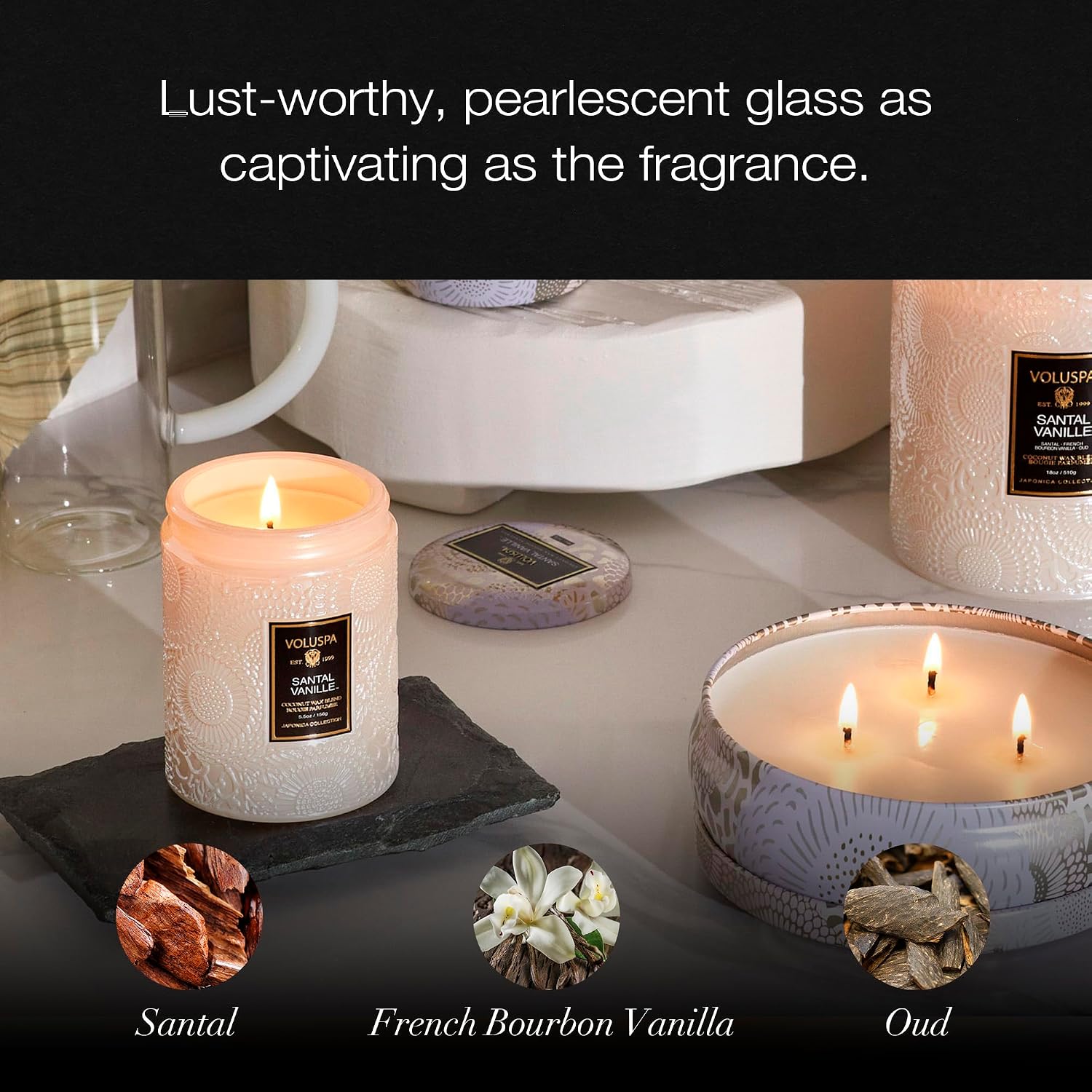 Voluspa Baltic Amber, Small Candle Jar, 5.5 oz, 50 Hour Burn Time, Coconut Wax for Clean Burning, Handcrafted in the USA