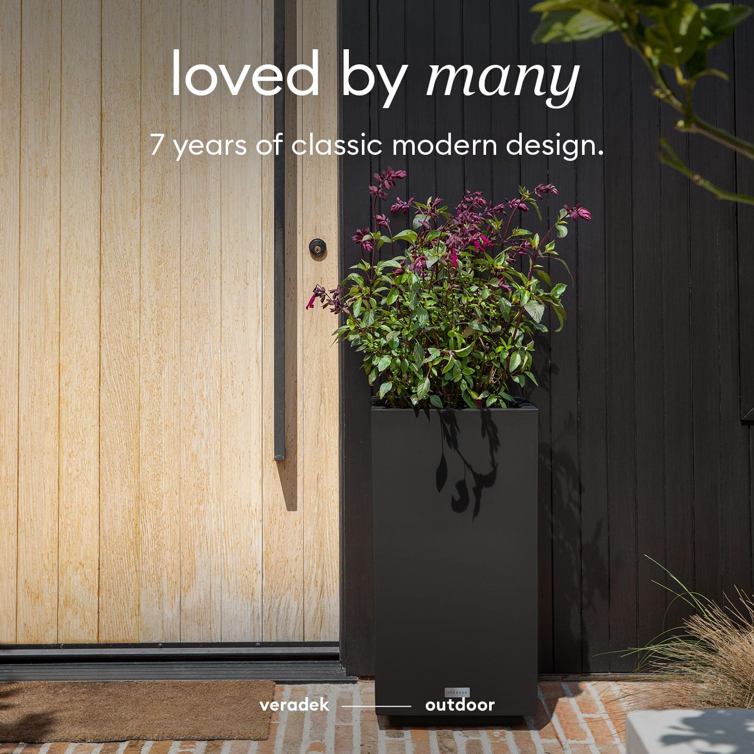 Veradek Block Series Pedestal Planter - Tall Rectangular Outdoor Planter | Made From Durable Plastic Featuring a Removable Insert Bucket. Modern Porch/Patio Décor for Plants and Flowers