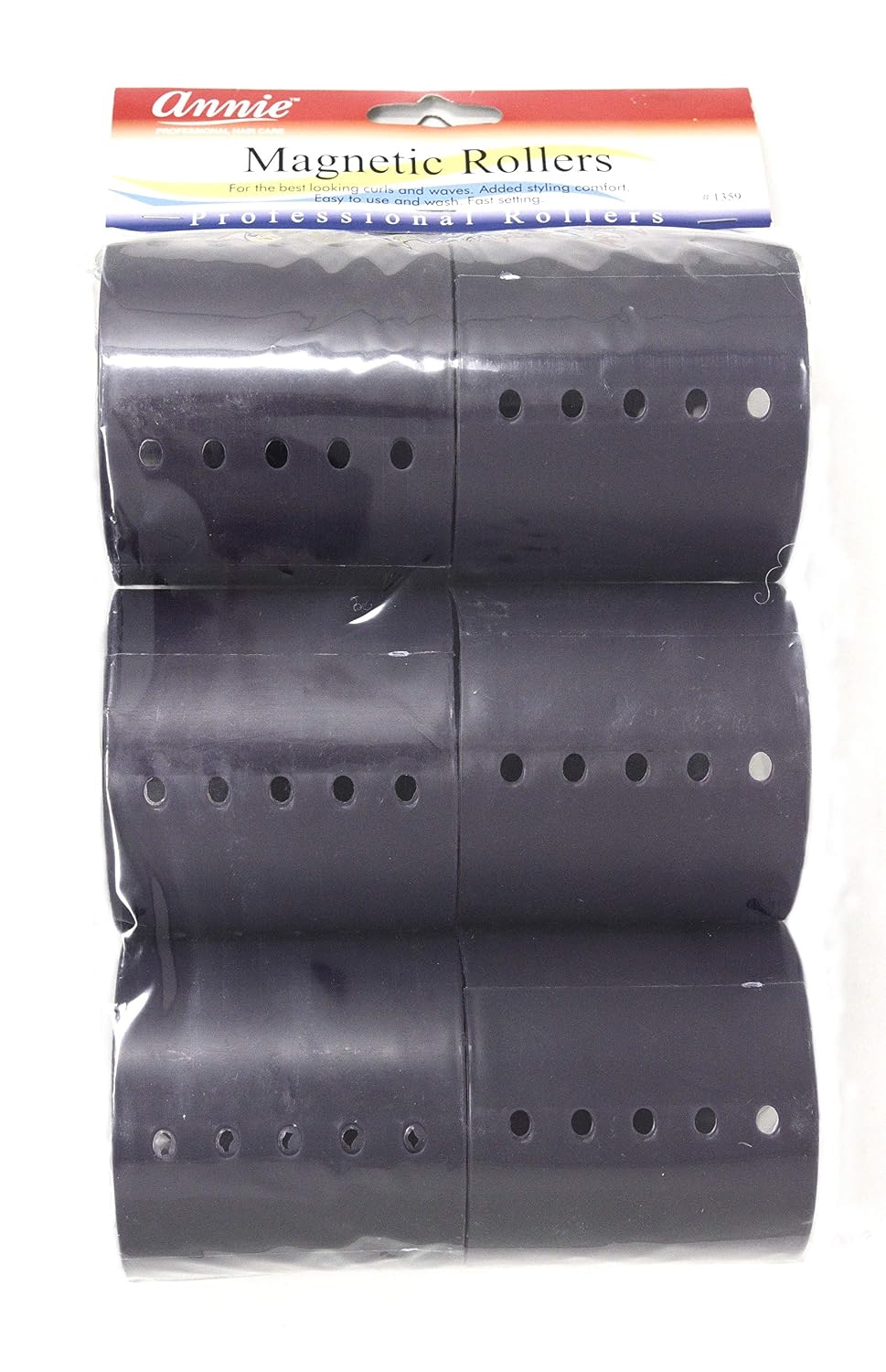 Annie Magnetic Hair Rollers 2 Inch, 12 Count Gray Curlers for Smooth Curls & Waves, Easy Dry or Damp Sets, Secure Comfortable Fit, Use with Pins/Clips