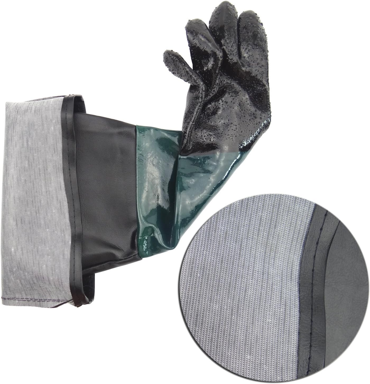 23.6" Rubber Sandblast Cabinet Gloves,Sandblasting Sand Blaster Gloves for Sandblaster Blast Abrasive Cabinet