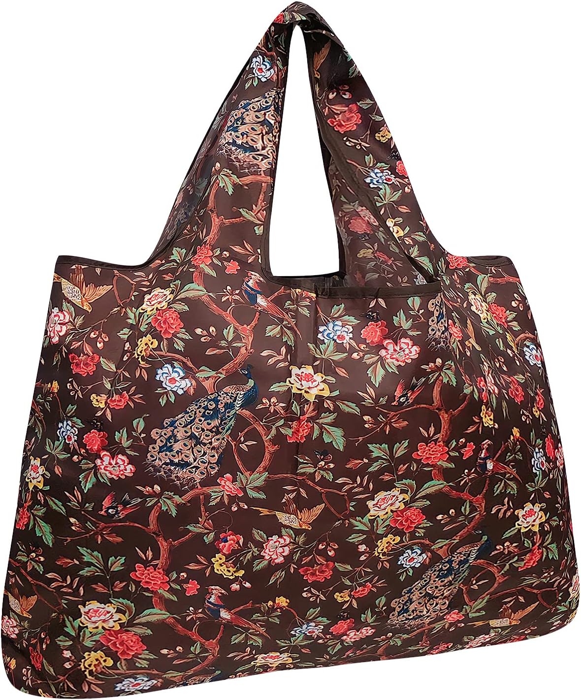 allydrew Large Foldable Tote Nylon Reusable Grocery Bags, Gray Ferns