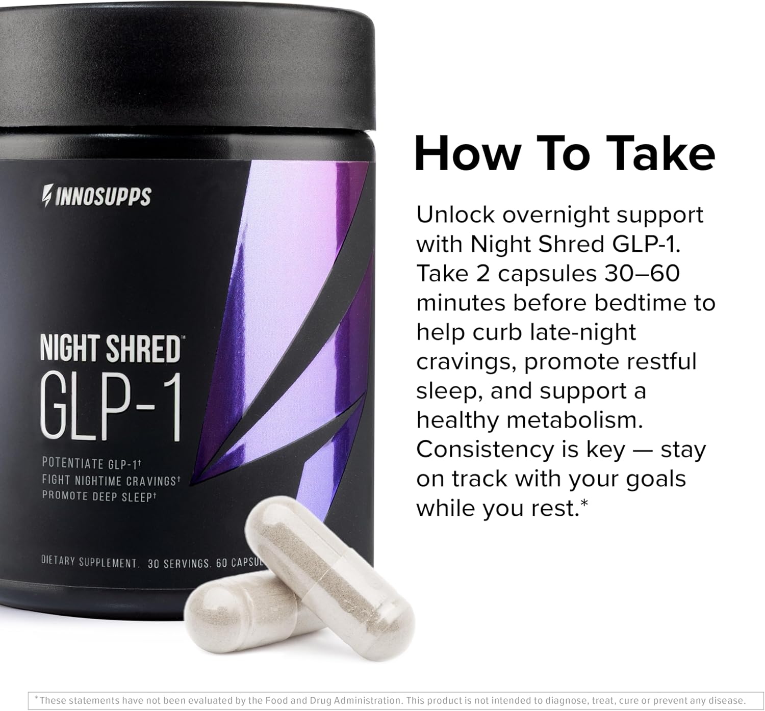 Night Shred Night Time Fat Burner & Natural Sleep Support, 30 Servings