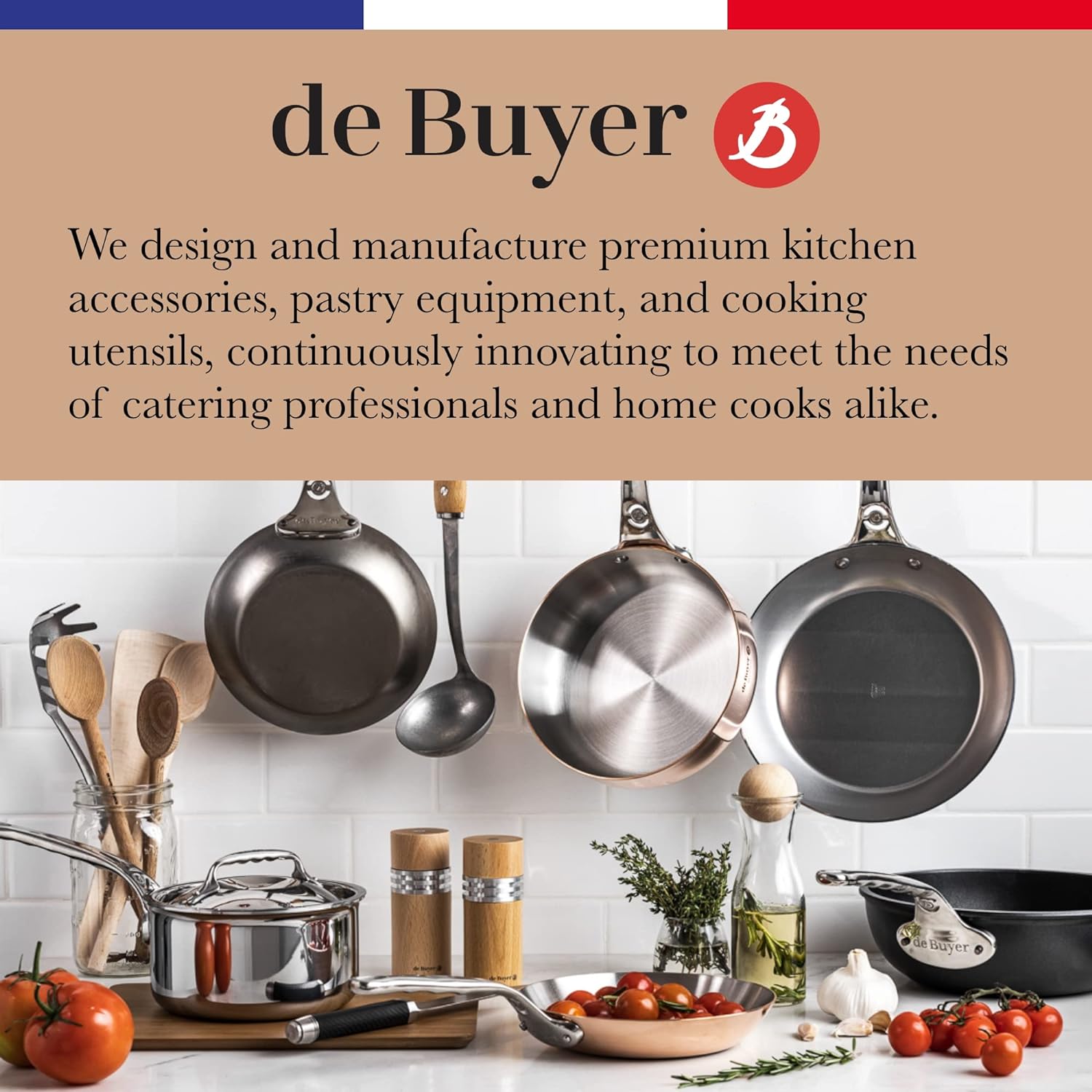de Buyer Double Boiler Bain-Marie - 1.6 qt - Ideal for Cooking, Warming & Defrosting Delicate Foods, Including Custards & Sauces - Easy to Use