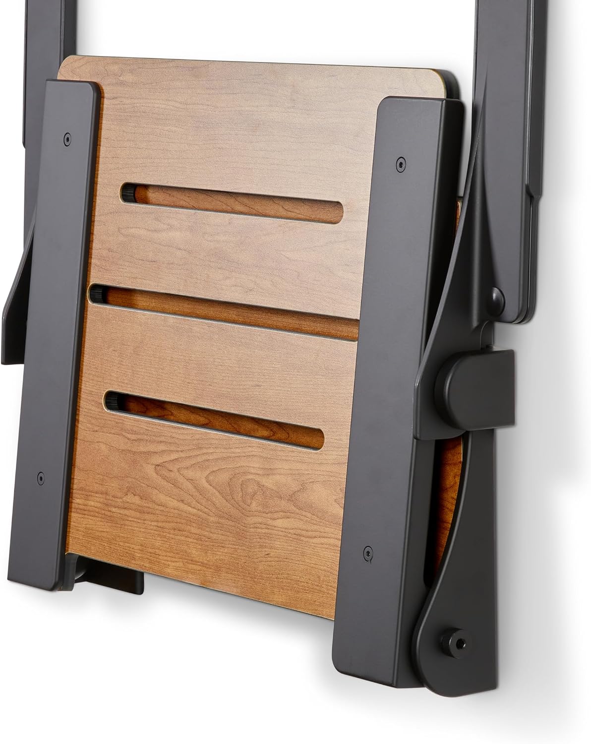 Seachrome Silhouette Comfort Folding Wall Mount Shower Bench Seat with Arms, Teak Seat with Silver Frame
