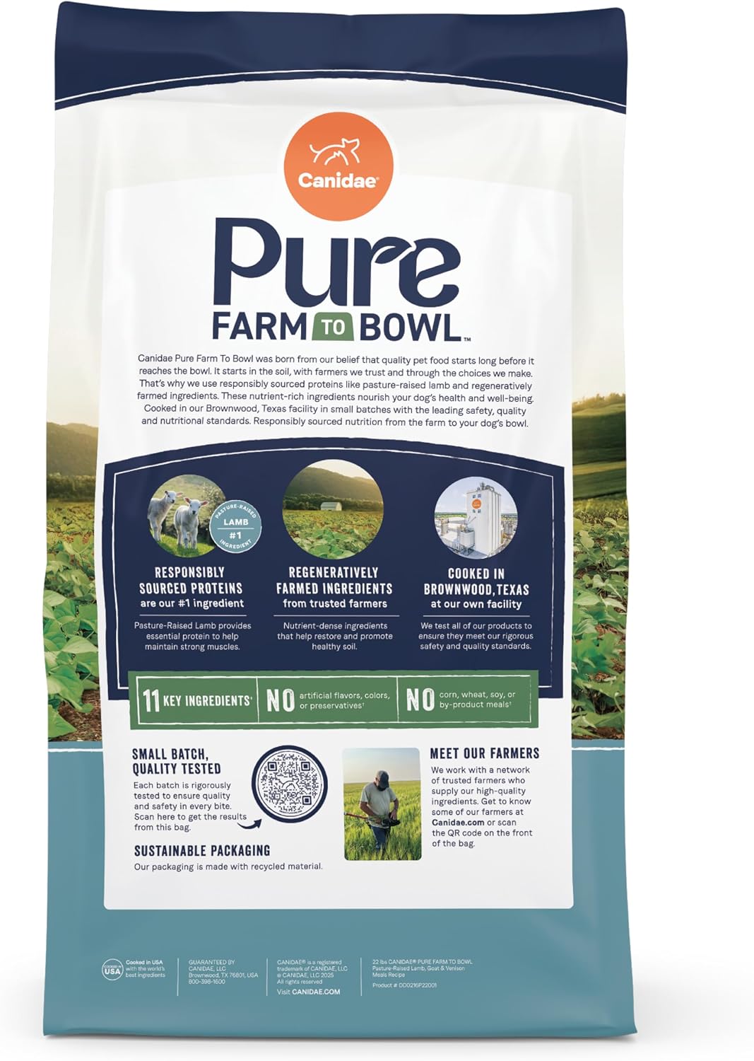 Canidae Pure Farm to Bowl Dry Dog Food - Balanced Nutrition for Adult Dogs - Limited Ingredient Formula - Grain, Wheat & Soy-Free - 22 lb - Wild-Caught Salmon & Sweet Potato Recipe