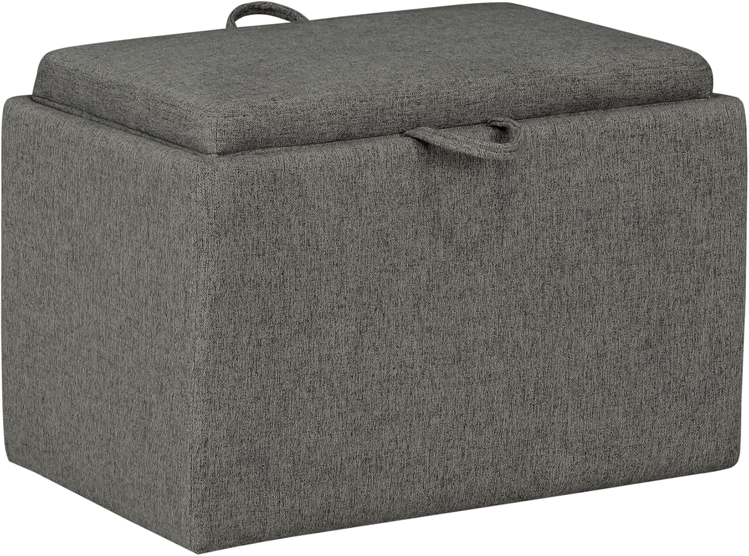 Convenience Concepts Designs4Comfort Accent Storage Ottoman 22.75" - Modern Foot Stool with Decorative Tray for Living Room, Dining Room, Office, Blue Faux Leather