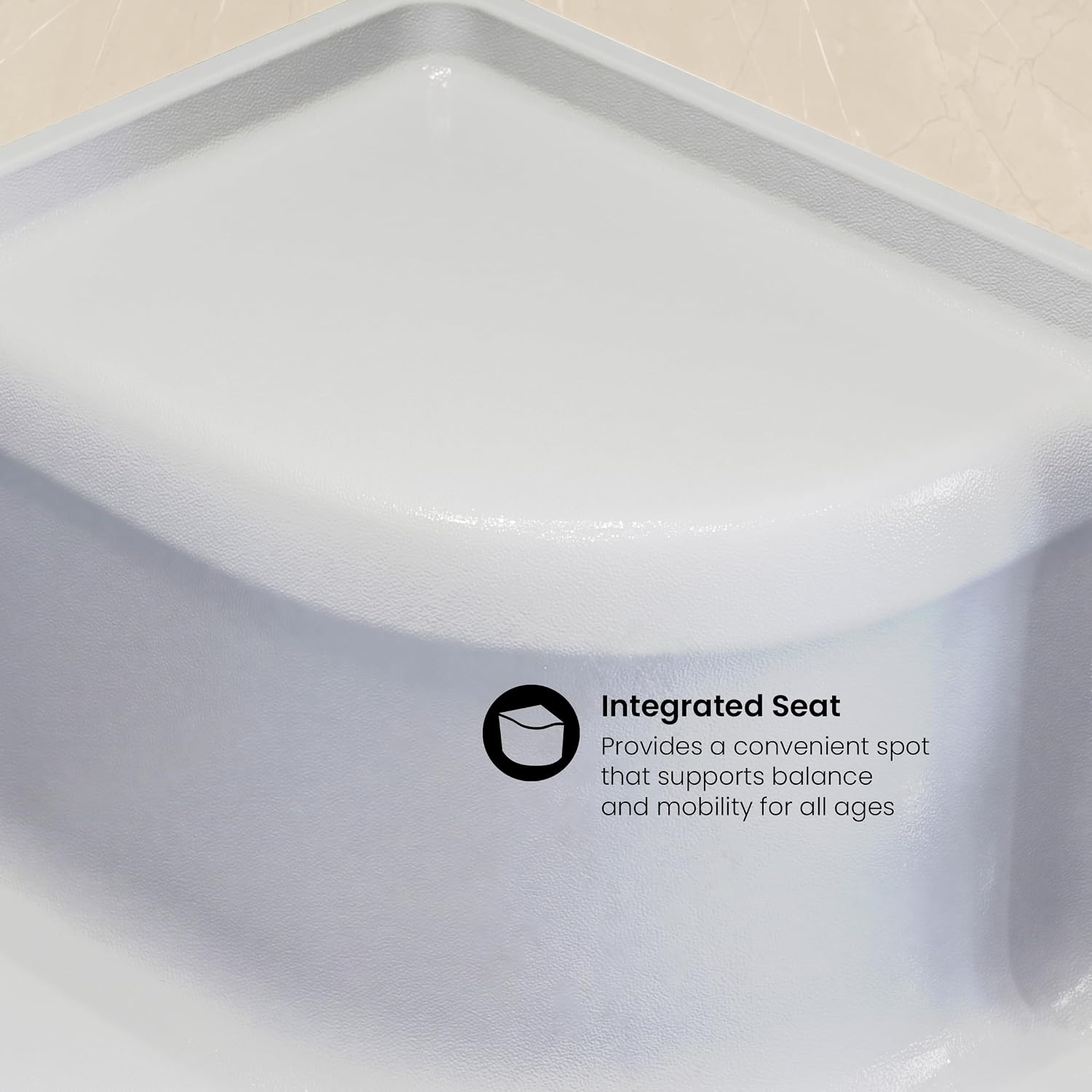Aquatique 60 X 32 Single Threshold Shower Base With Left Hand Drain and Integral Right Hand Seat in White