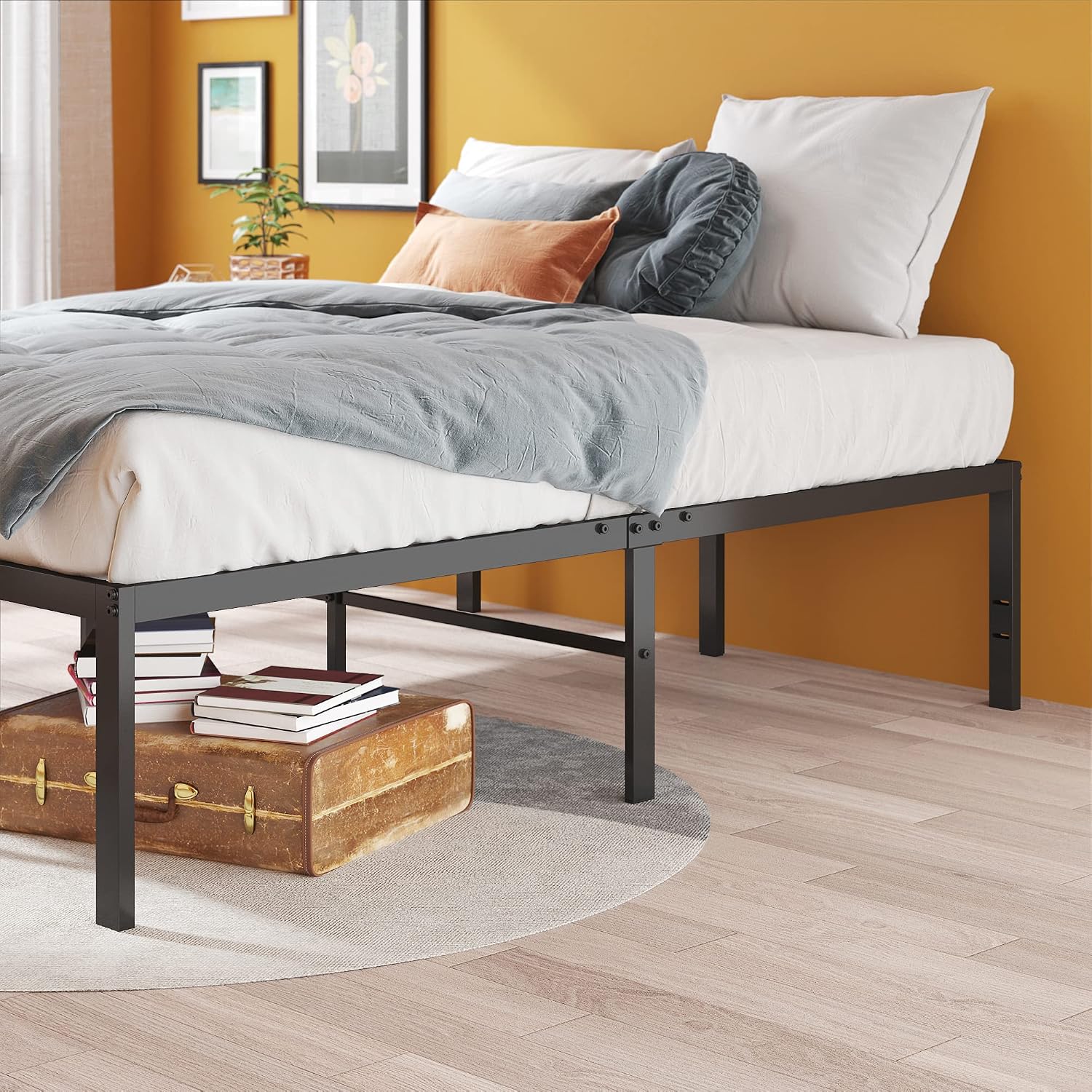 ZINUS Van 16 Inch Metal Platform Bed Frame / Steel Slat Support / No Box Spring Needed / Easy Assembly, Full
