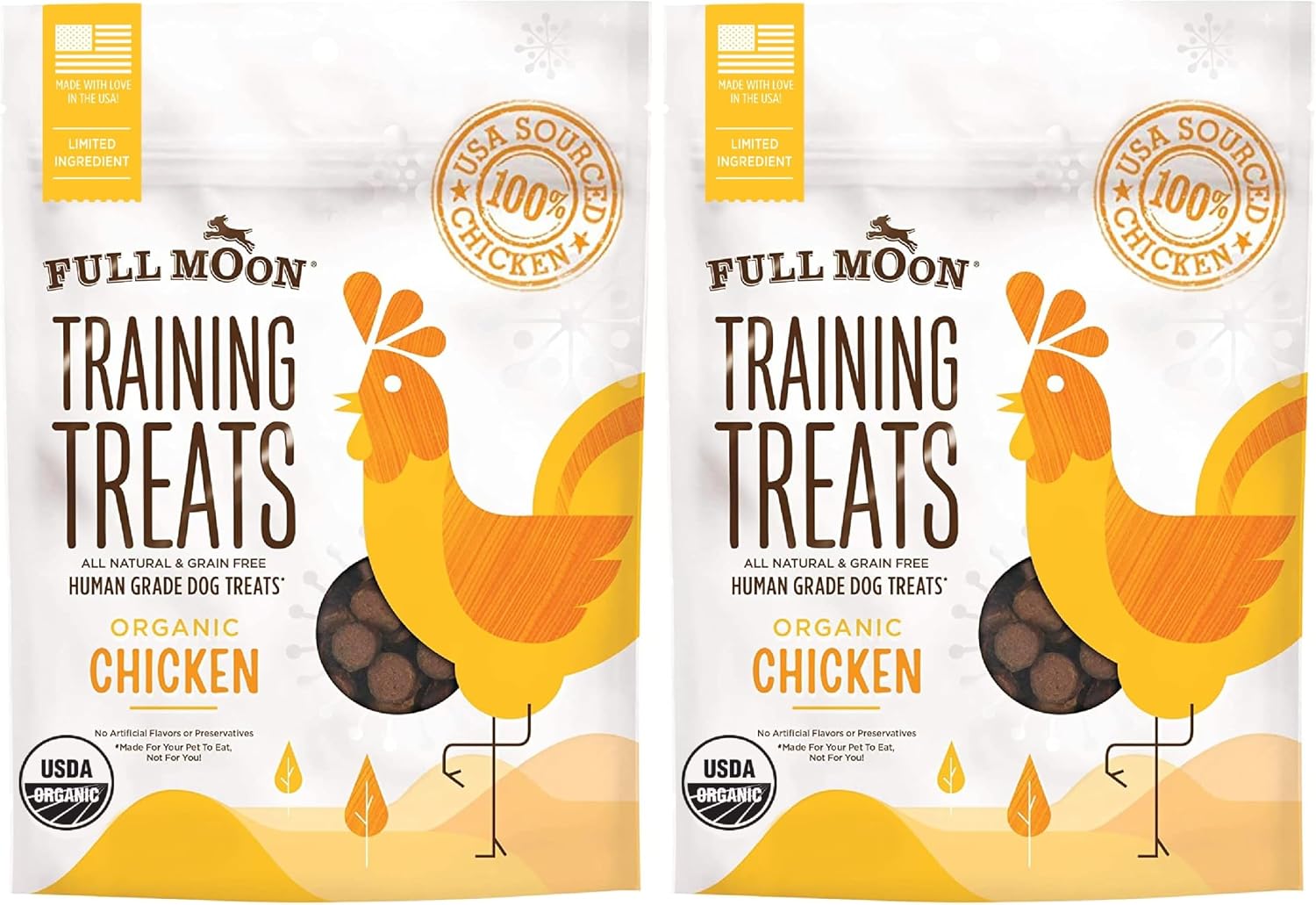 Full Moon USDA Organic Chicken Training Treats Healthy All Natural Dog Treats Human Grade 175 Treats 6 Ounce (Pack of 1) | Organic Chicken, Human Grade, No corn, No wheat, No soy, Glycerin Free, Made in the USA