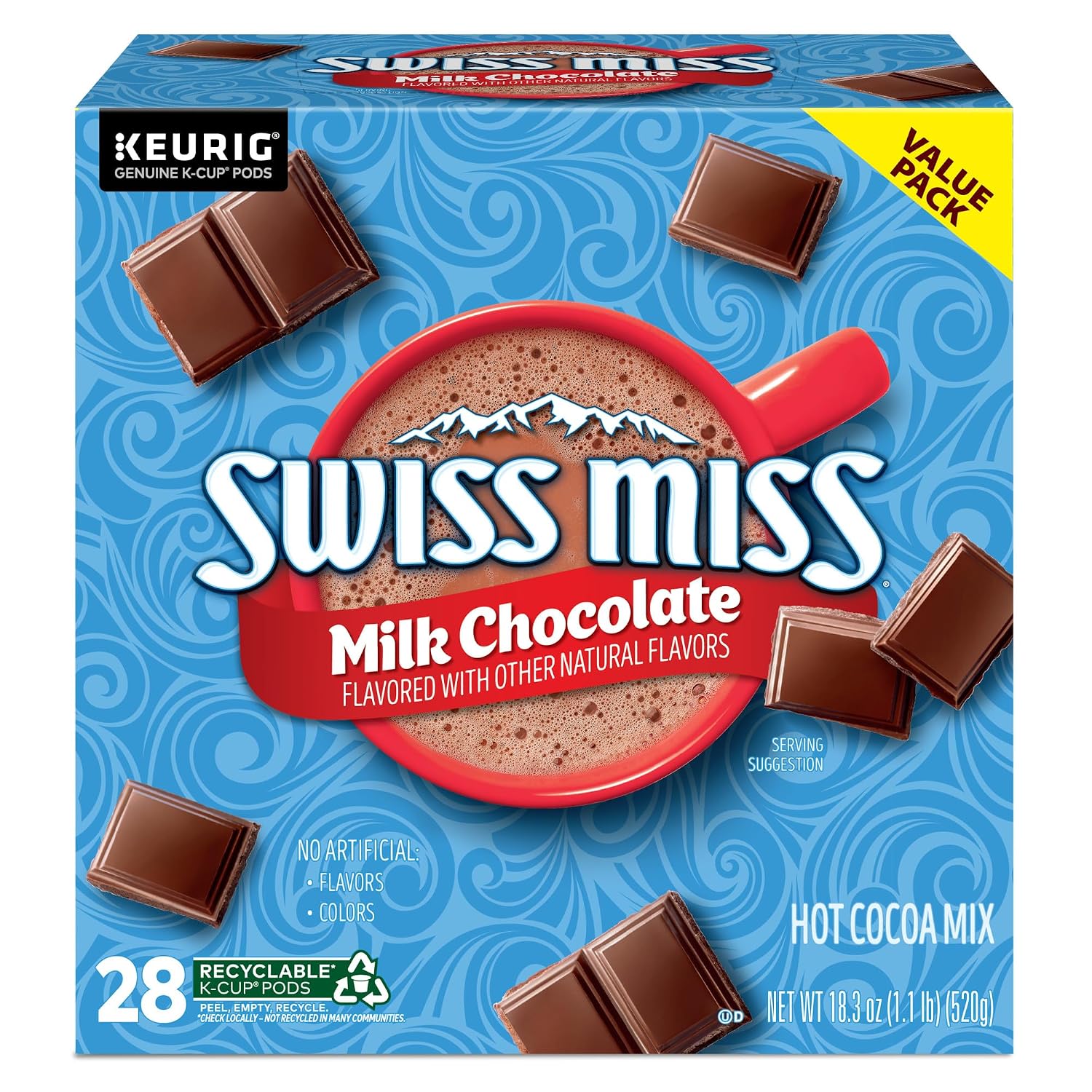 Swiss Miss Milk Chocolate Hot Cocoa Keurig Single-Serve K Cup Pods, 28 Count