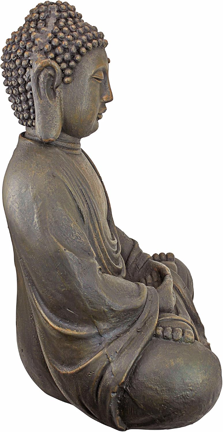 Design Toscano Jolly Hotei Laughing Man Asian Decor Indoor/Outdoor Garden Statue, 26 inches tall, Cast Stone Resin, Two Tone Stone Finish
