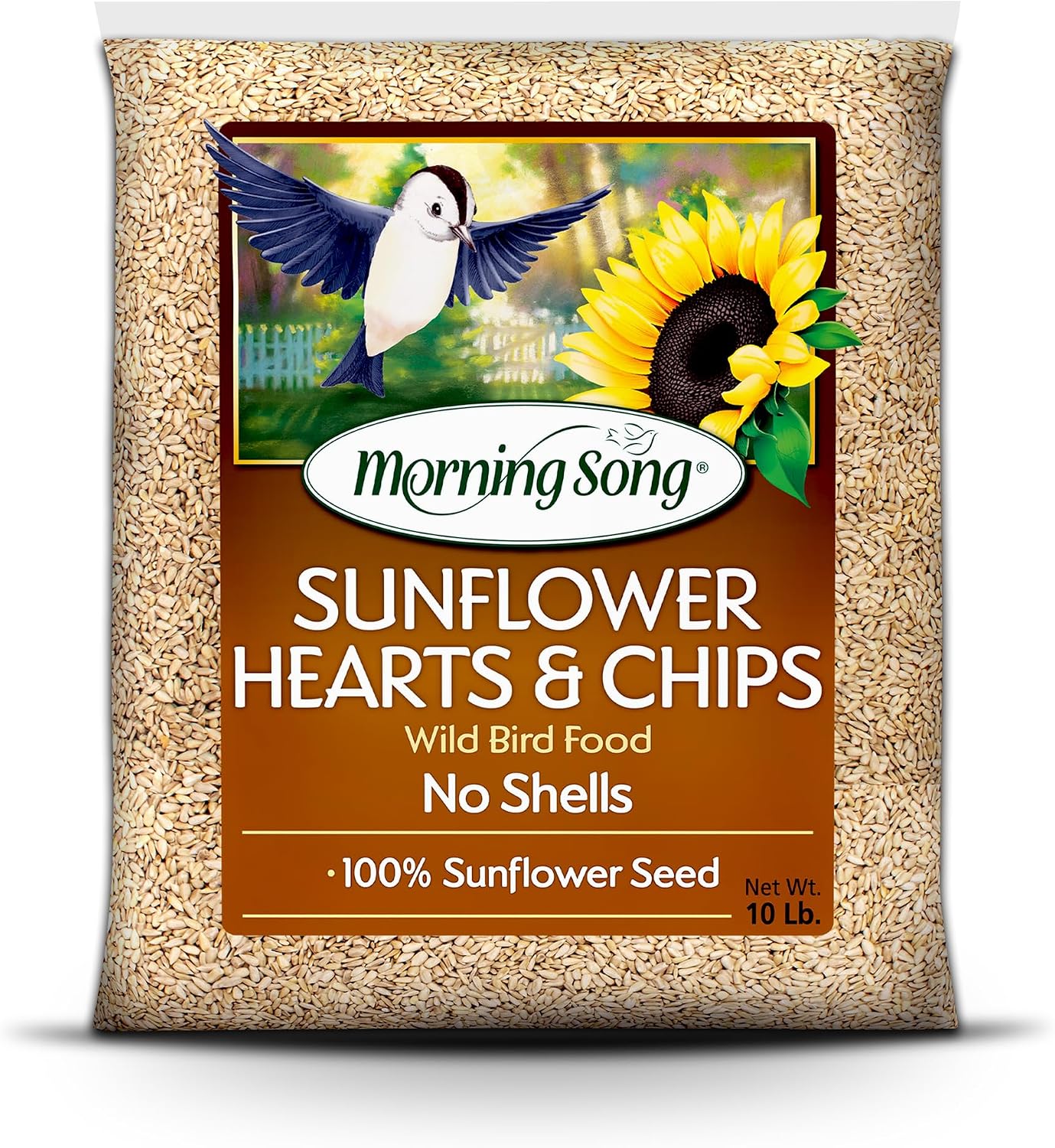 Morning Song Sunflower Hearts & Chips Wild Bird Food, No Mess Sunflower Seeds for Birds, 5.5-Pound Bag | No Mess Sunflower Seeds for Birds