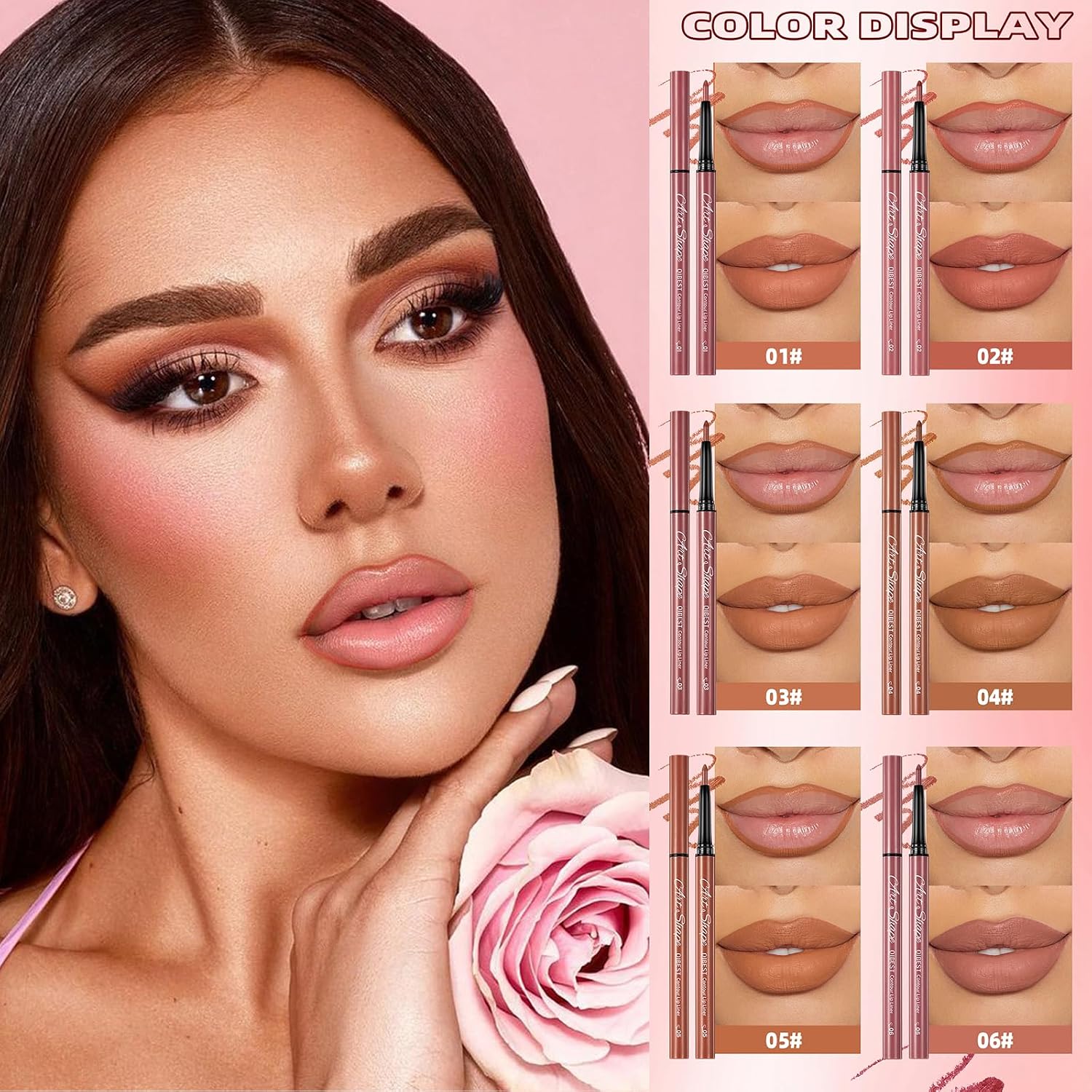 QiBest 7Pcs Matte Liquid Lipstick + 1Pcs Lip Plumper Makeup Set Kit, Pigmented Long Lasting Lip Gloss Set