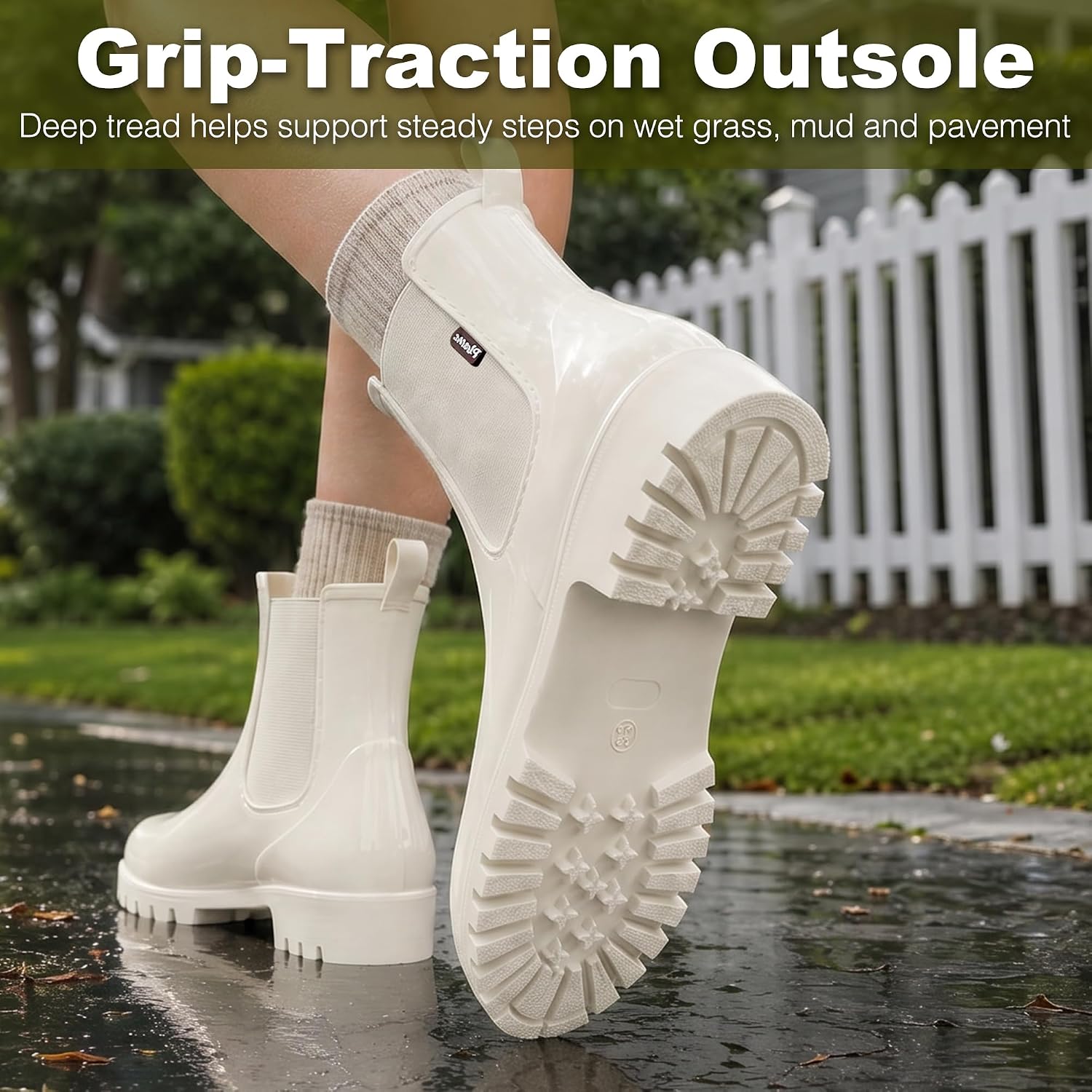 planone Cute Short Rain Boots for Women, Waterproof Chelsea Ankle Boots