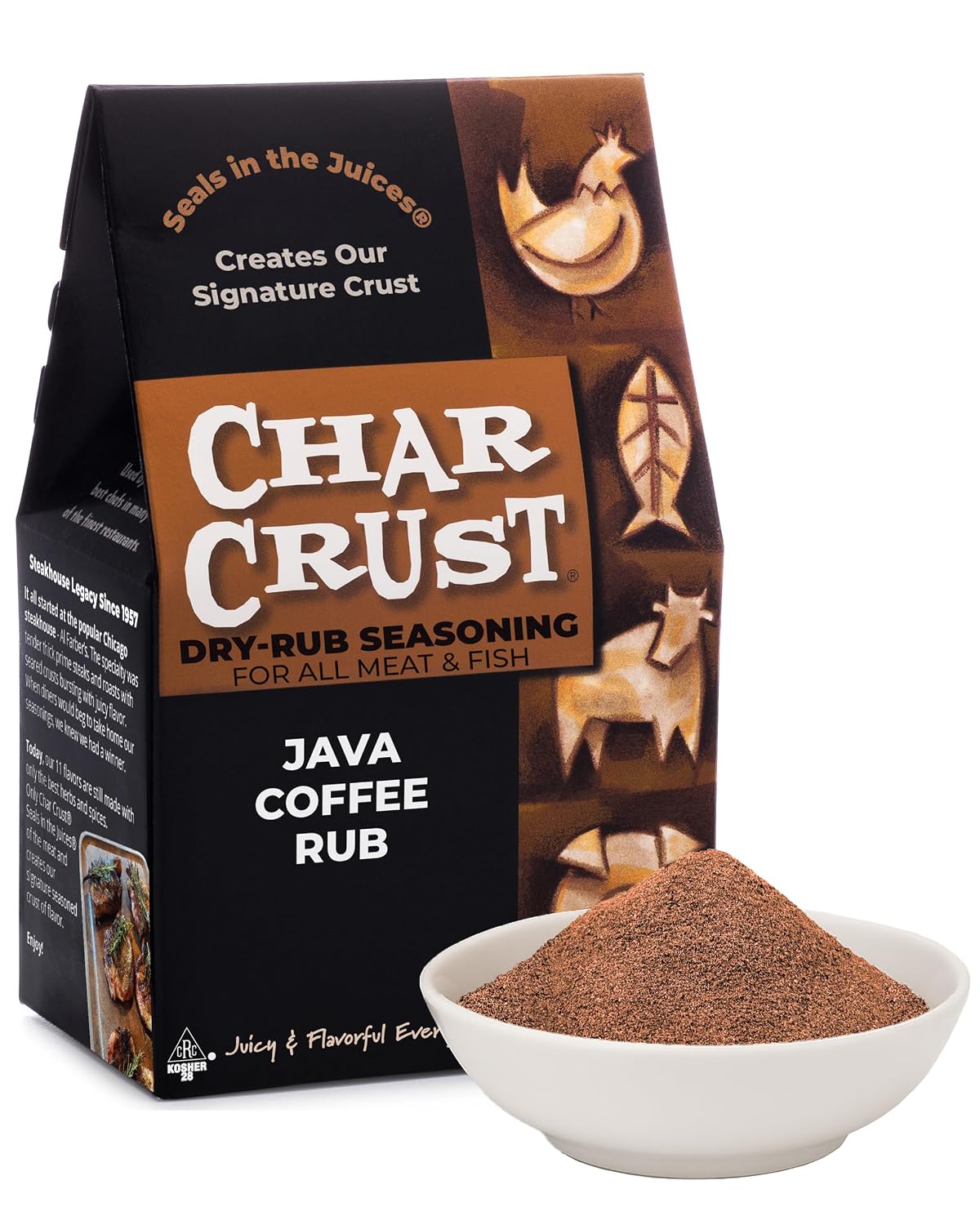 Char Crust Dry-Rub Seasonings Original Hickory Grilled | All-in-one seasonings | Perfect for Steaks, Burgers, Ribs, Tuna | Signature Crust that Seals in the Juices, 4 Ounce (Pack of 6)