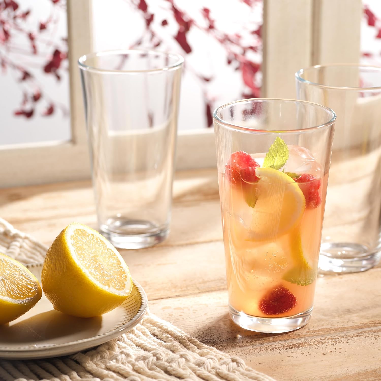 Home Essentials Drinking Glass Set - 10 Highball Glass Cups, 16 Oz. Basic Water Glasses, Beer, Juice, Cocktails, Wine, Iced Tea