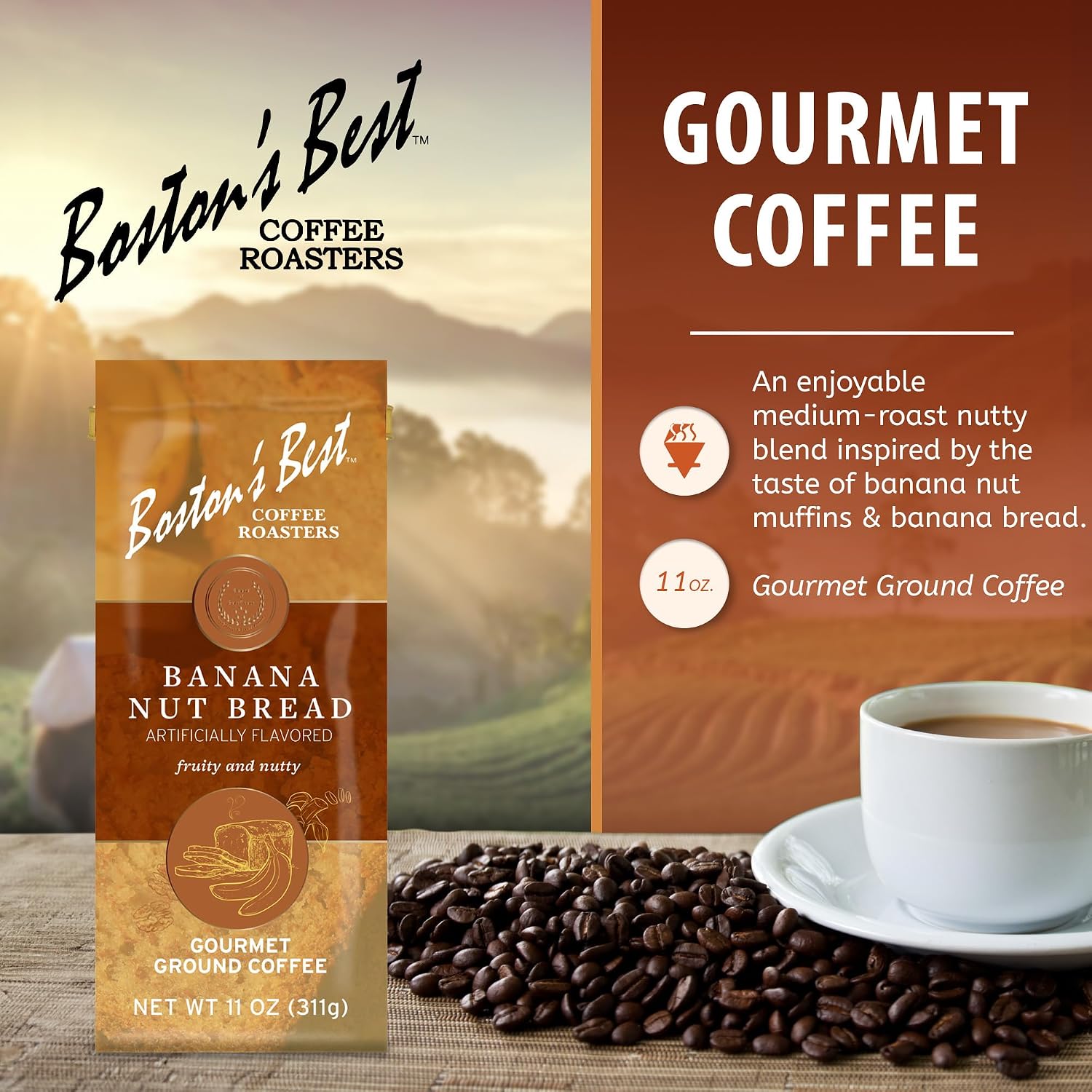 Boston’s Best Coffee - Fall-Inspired Pumpkin Spice Medium Roast Gourmet Delicious Flavored Coffee, Premium Ground - 11 oz. / 311 g Bag