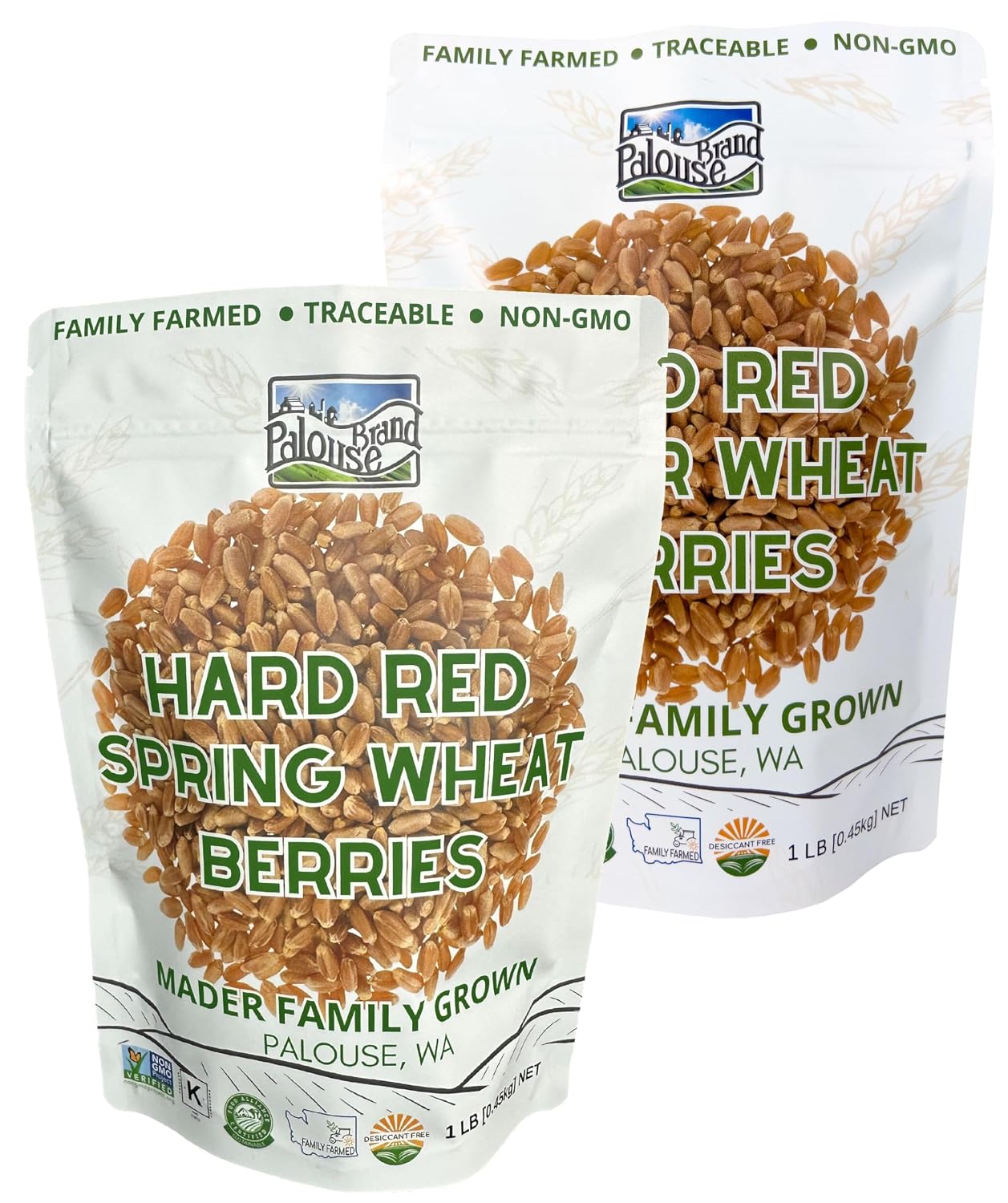 Palouse Brand Certified Glyphosate Residue Free Hard Red Spring Wheat Berries | 5 LBS | 100% Non-Irradiated | Certified Kosher Parve | USA Grown | Non-GMO Project Verified