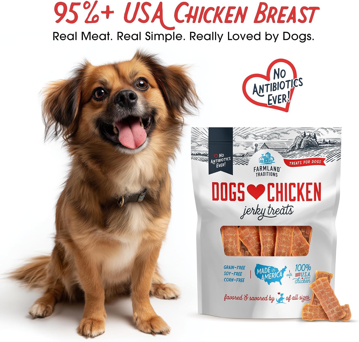 Farmland Traditions Filler Free Dogs Love Chicken Premium Jerky Treats for Dogs, 3 lb. Bag